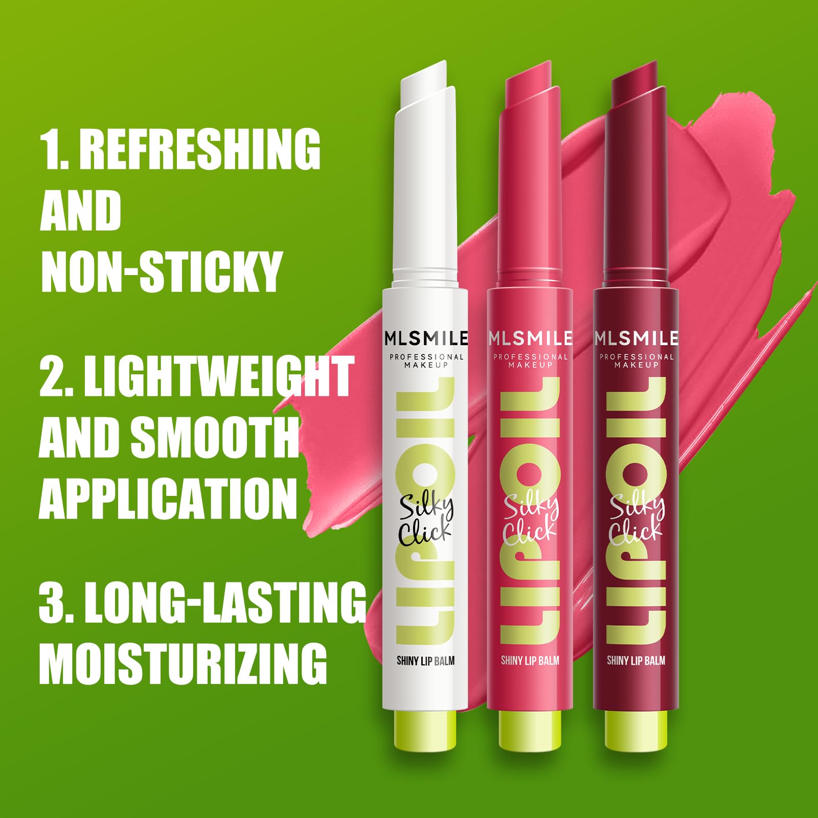 MLSMILE 3 Colors Fat Lip Oil Click Slick,Press Lipstick Set,Moisturizing Lip Balm,High Pigment Glow Lip Oil,Long-lasting,Pigmented Vegan,Lightweight and Glossy Lip Plumper with Coconut Oil-Set A MLSMILE Au supplements