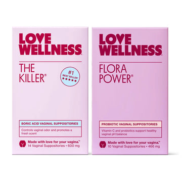 Love Wellness The Killer & Flora Power | Vaginal Suppository Duo with Boric Acid, Probiotics & Vitamin C | Supports pH Balance, Odor Control & Feminine Health | Fragrance-Free, Non-GMO & Paraben Free Love Wellness Au supplements