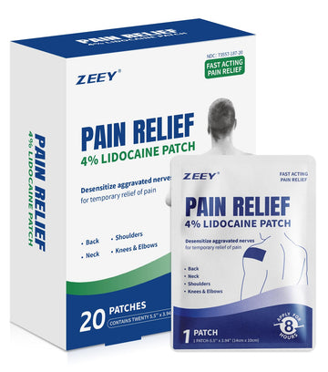 ZEEY 4% Lidocaine Pain Relief Patches, Maximum Strength OTC, for Back, Knee, Neck, Shoulders, Joints, Muscle Soreness, Fast Acting, Topical Anesthetic, Large Gel Patch, 5.5" x 3.94", 20Ct ZEEY Au supplements