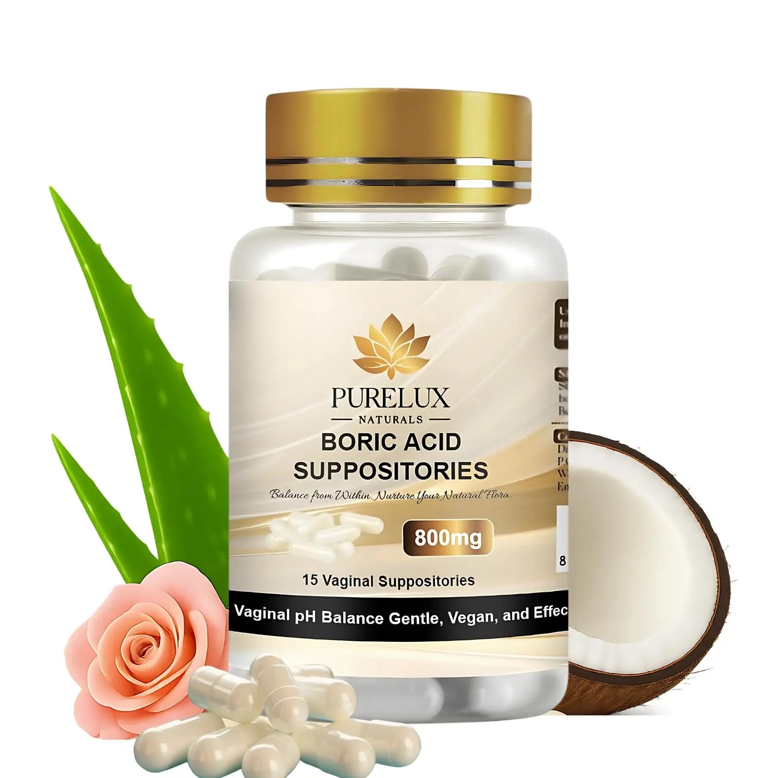 PureLux Boric Acid Feminine Wellness Support 800mg Size 000 30 Count Fragrance-Free Personal Care Formula PureLux Naturals Au supplements