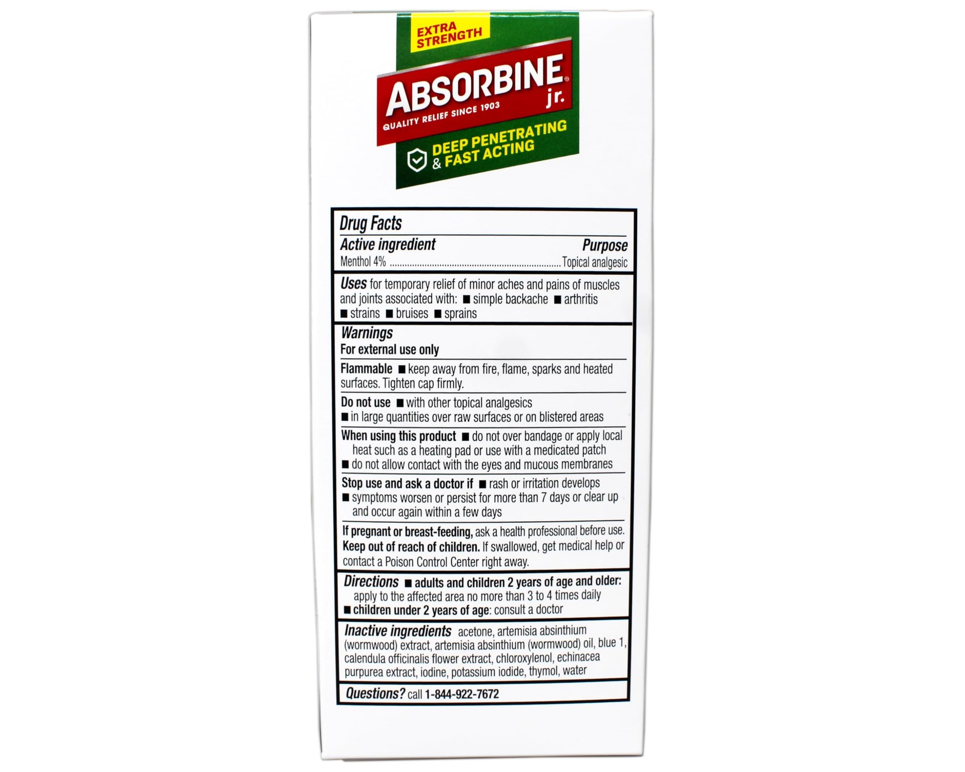 ABSORBINE JR. Extra Strength Pain Relieving Liquid, for Muscle, Joints, Arthritis Pain, with No-Mess Applicator, 4 Oz - 3 Pack Absorbine Au supplements