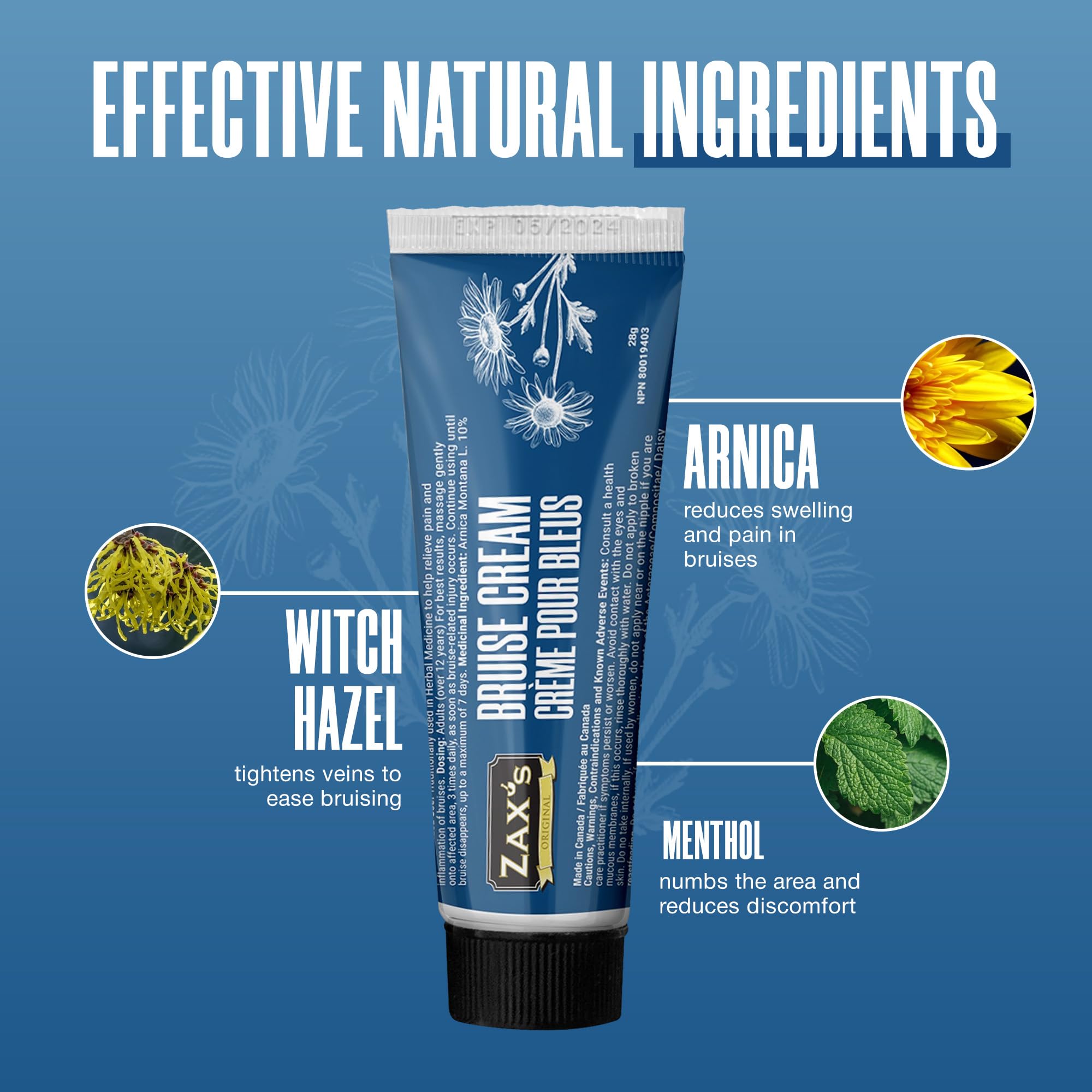 ZAX'S ORIGINAL Bruise Cream - Arnica and Witch Hazel Blend, Gentle on Skin, Plant-Based Ingredients for Skin Care - 28g ZAX'S ORIGINAL Au supplements
