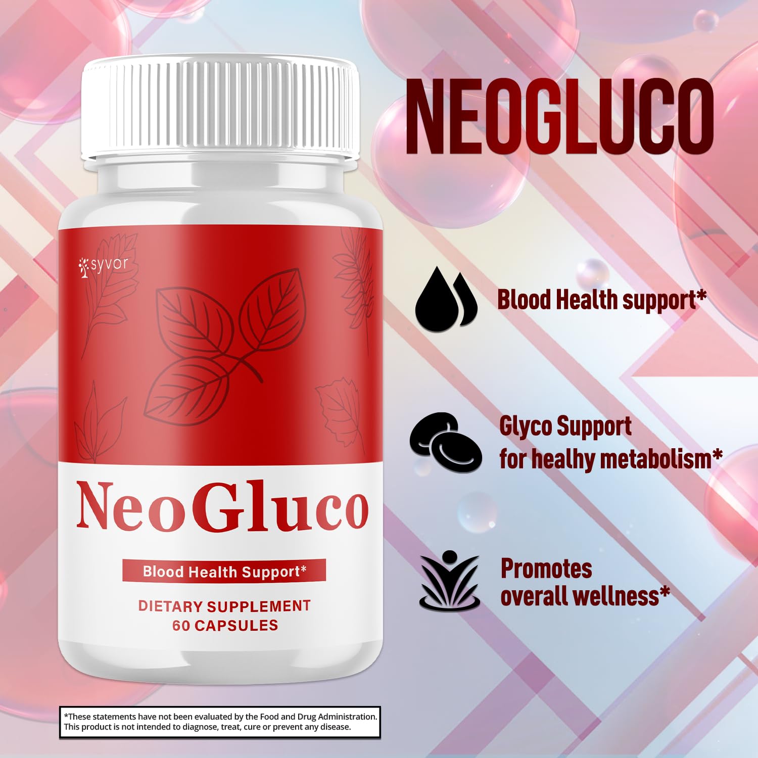 (2 Pack) NeoGluco Capsules, Official NeoGluco Glycogen Support Pills with All Natural Ingredients, Advanced Formula Health Supplement with Max Strength Premium Vitamins for Women & Men (120 Capsules) Syvor Au supplements