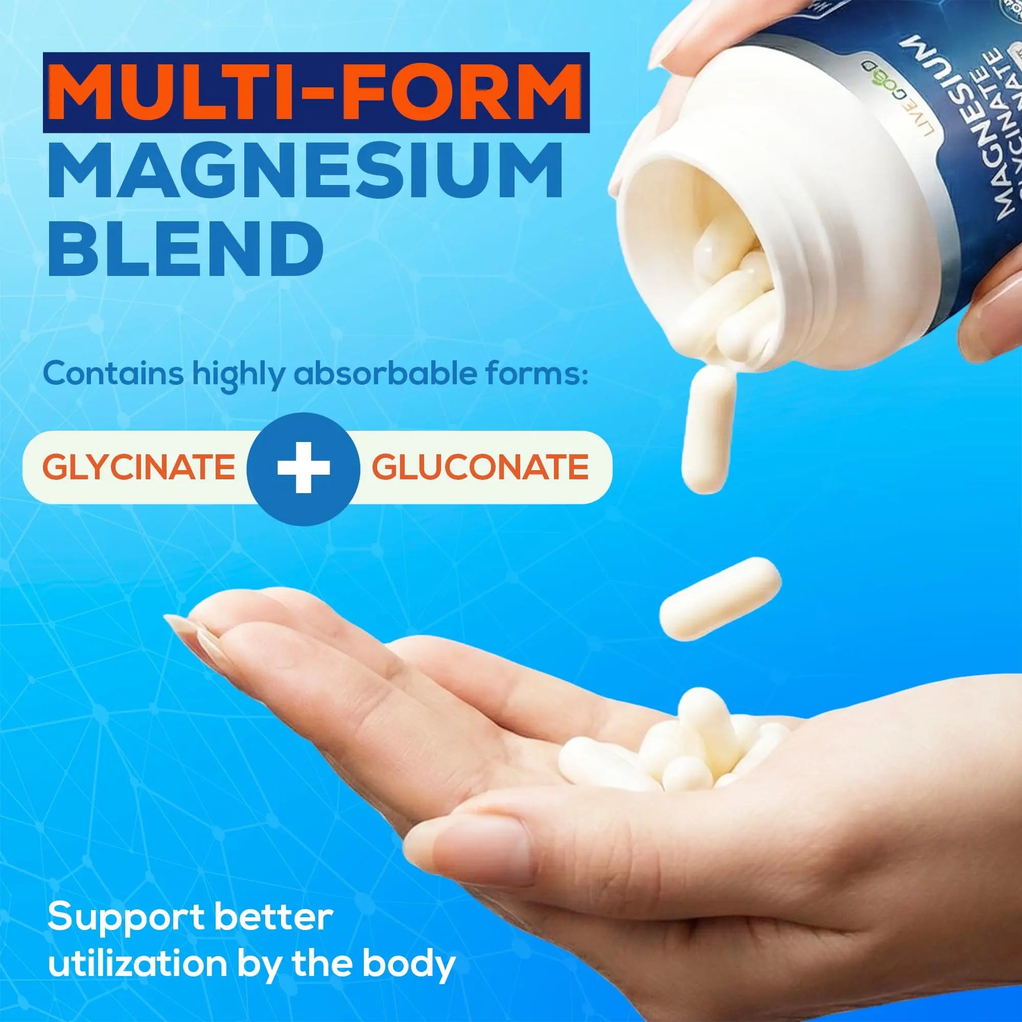 LiveGood™ Ultra Magnesium Complex, Organic Magnesium Glycinate and Gluconate for Muscle Recovery, Nerve Support & Relief – High Absorption Supplement, Vegan, Non-GMO, Made in USA, 60 Capsules LIVEGOOD Au supplements