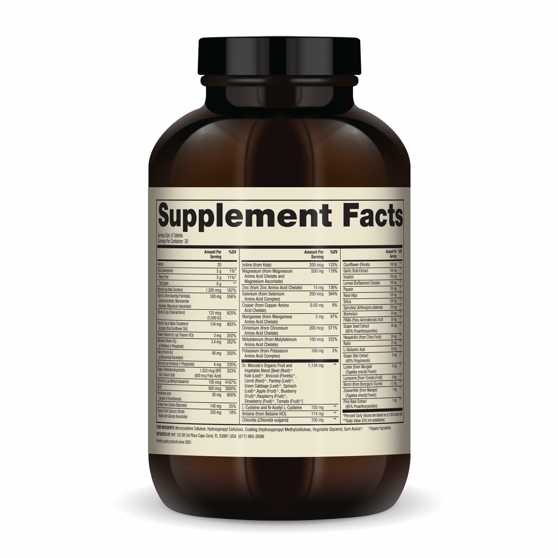 Dr. Mercola Whole-Food Complex with Added Multivitamin Plus Vital Minerals - Supports Nutrition & Immune Support - Bioavailable - GMO Free - 240 Tablets (30 Servings) Dr. Mercola Au supplements