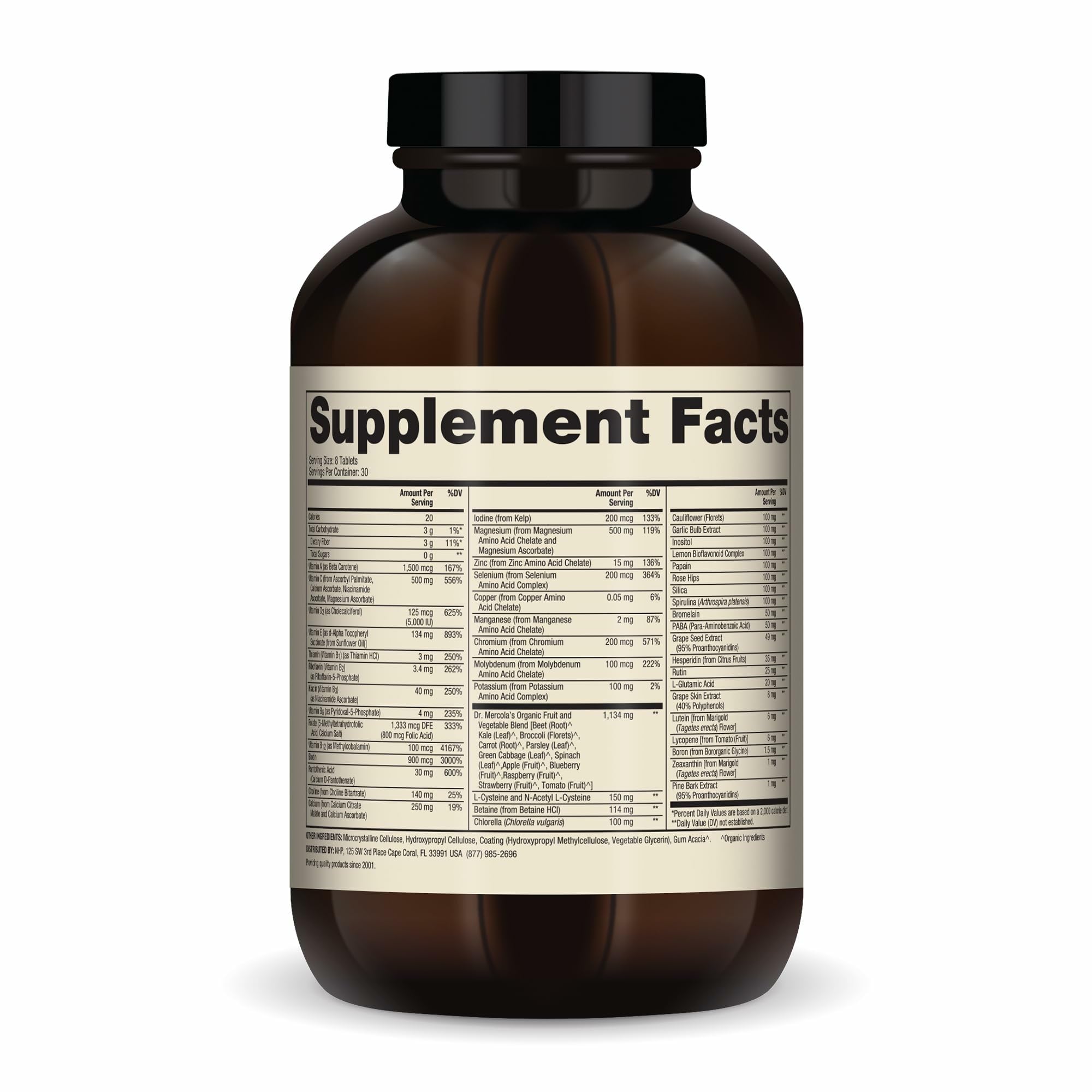 Dr. Mercola Whole-Food Complex with Added Multivitamin Plus Vital Minerals - Supports Nutrition & Immune Support - Bioavailable - GMO Free - 240 Tablets (30 Servings) Dr. Mercola Au supplements
