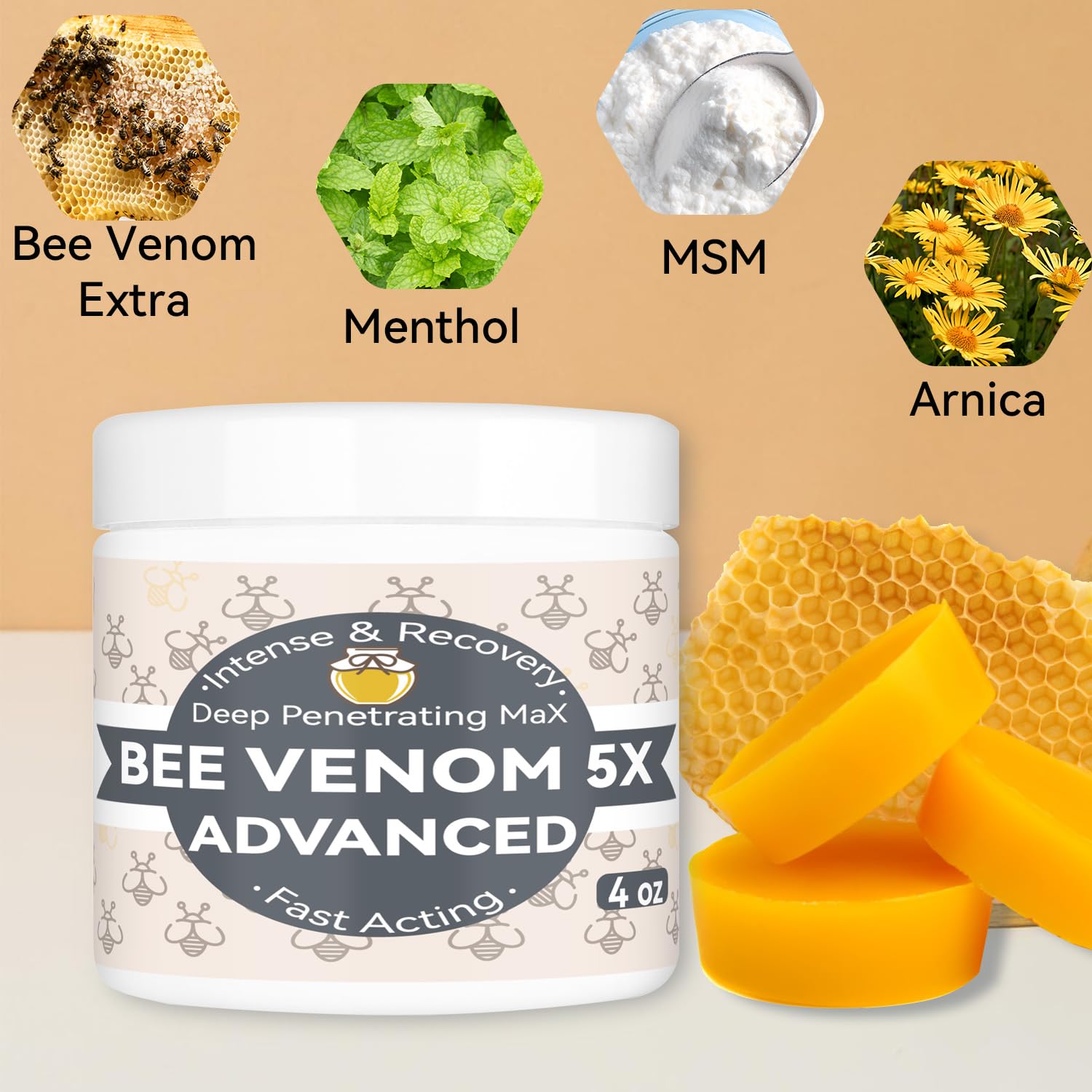 AEROMAXX Organic Bee Venom Muscle Joint Cream, 10x Maximum Caring Ointment, Soothe Shoulder, Back, Neck, Hands, Knuckles, Elbows, Feet, Leg, Knees, Ankle, Meniscus, for Adults, Elderly AEROMAXX Au supplements