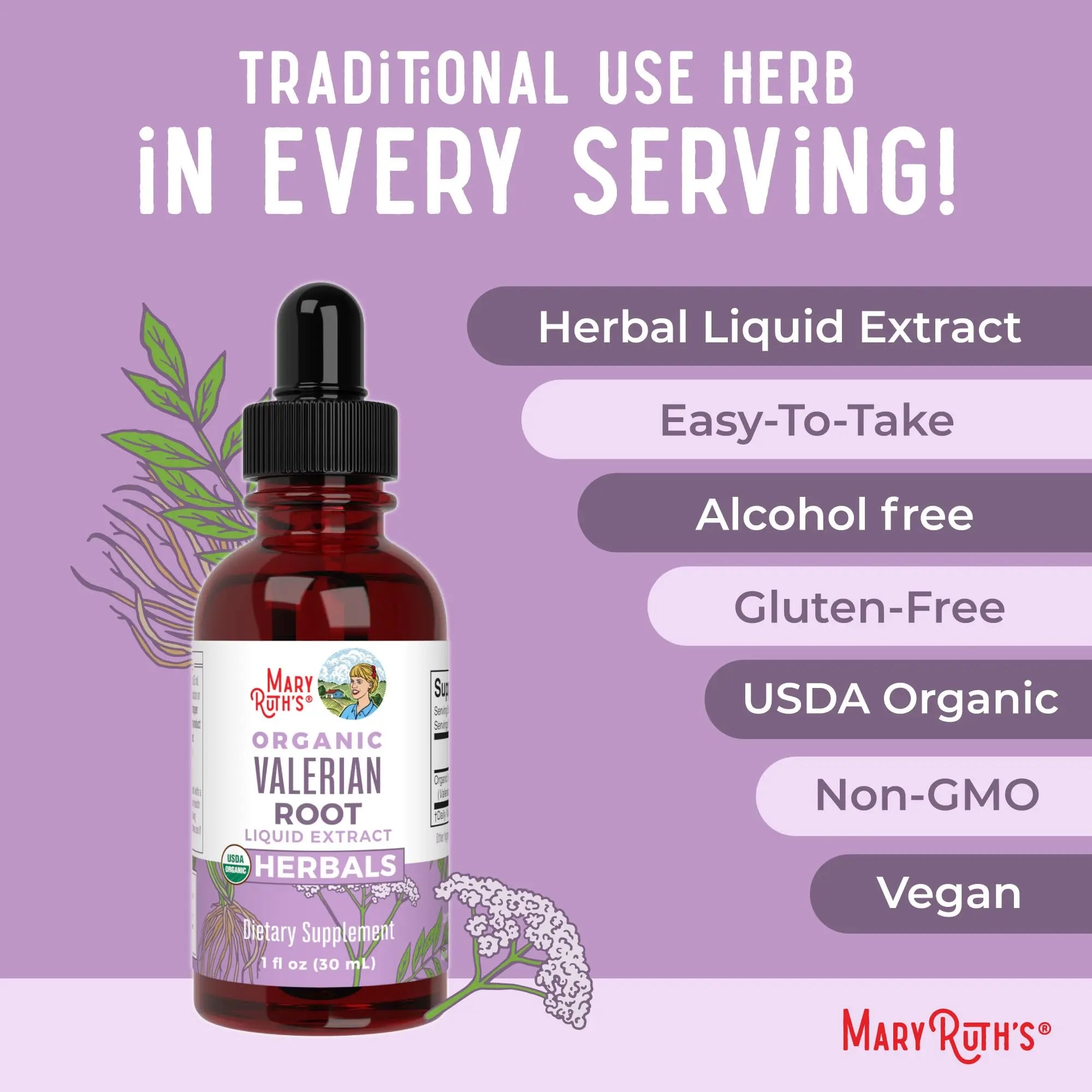 MaryRuth Organics Valerian Root Liquid Drops | 2 Month Supply | Sugar Free | USDA Organic Valerian Root Drops | Support Sleep | Calm and Stress Relief | Vegan | Non-GMO | Gluten Free | 60 Servings MARYRUTH'S Au supplements