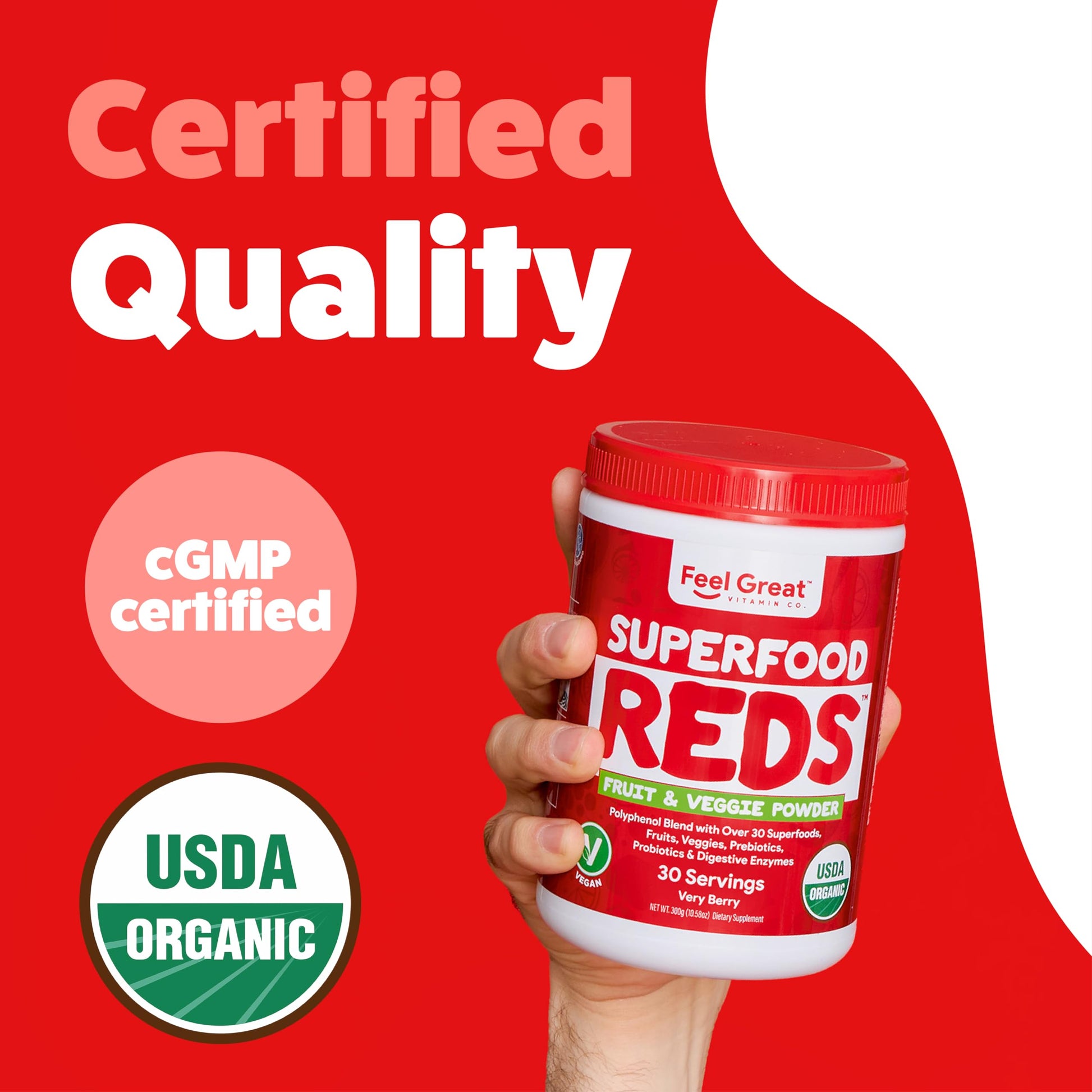 Feel Great Organic Superfood Reds Powder Packed with Beet Root Powder | Digestive Support Including Bloating Relief | Fruit and Veggie Polyphenols Supplement. The Feel Great Vitamin Company Au supplements