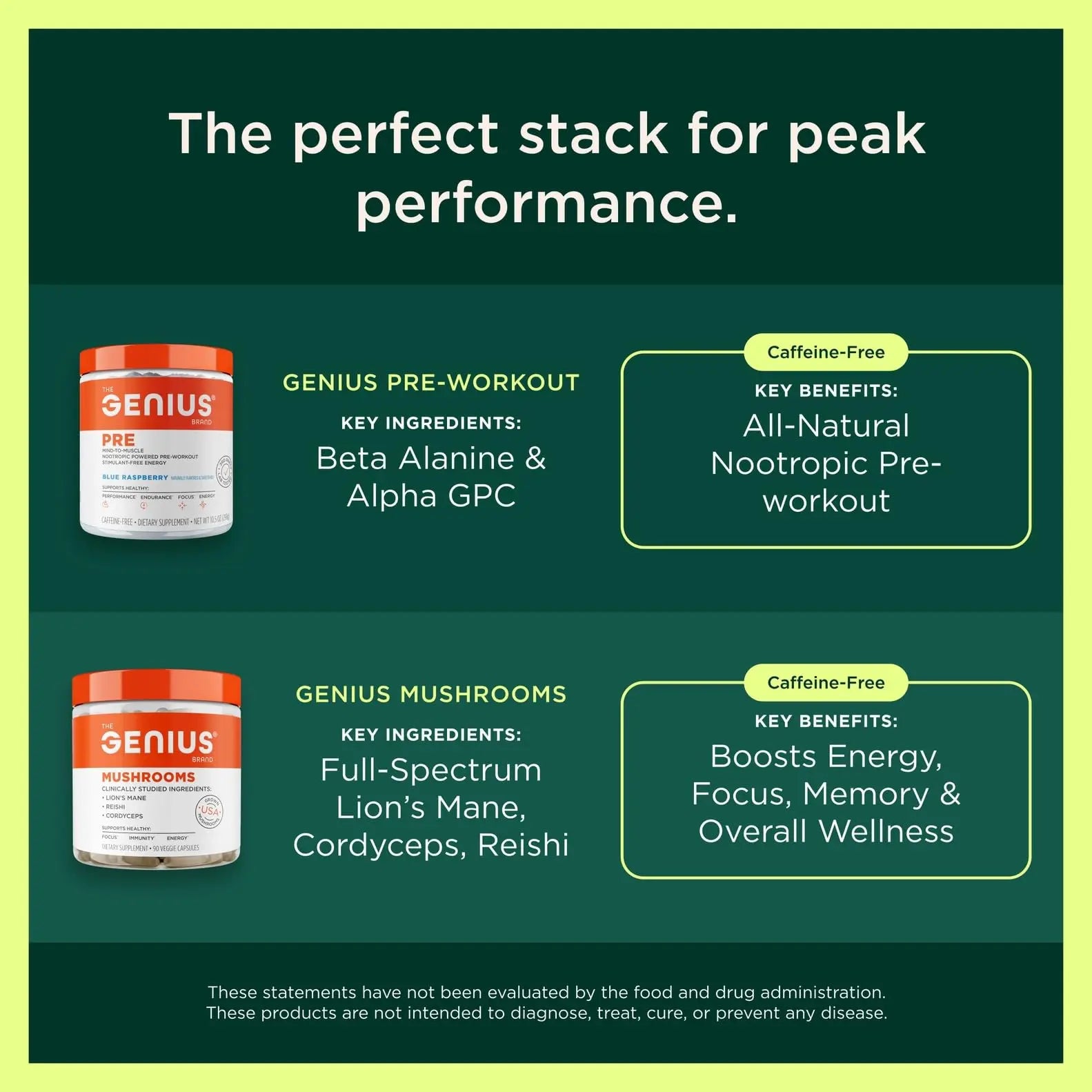 Genius BCAA Powder - 5g Vegan BCAAs L-Glutamine, Cognizin & Rhodiola Muscle Recovery Energy Support 100mg Caffeine Pre, Intra, Post-Workout Nootropic Supplement for Focus & Performance - Orange The Genius Brand Au supplements
