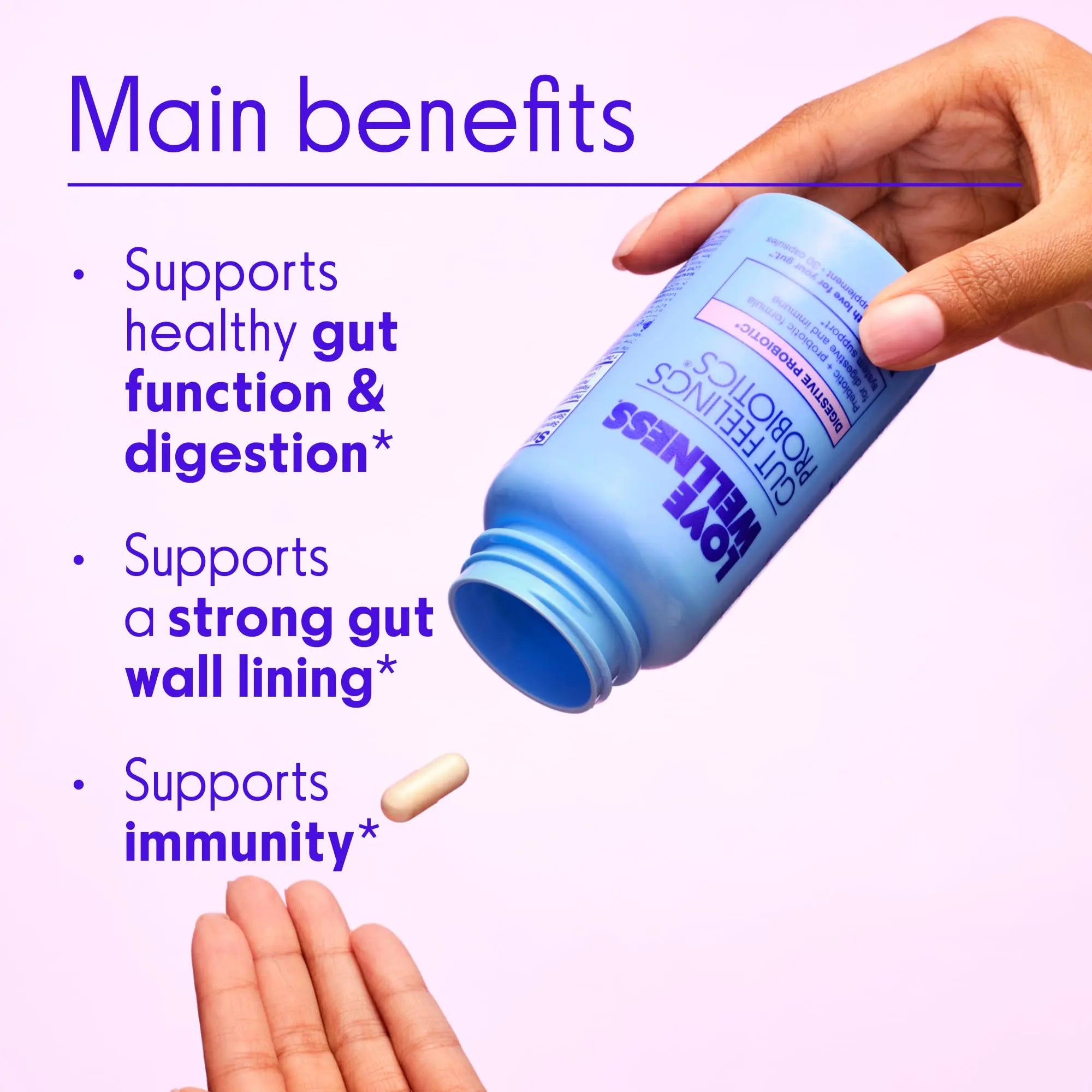 Love Wellness Gut Feelings Probiotic | Gut Health for Women, Digestion Relief & Immune Support Supplement | Womens Probiotic for Gas Relief | 3 Billion CFU | Safe Prebiotic and Postbiotic | 30 Count Love Wellness Au supplements