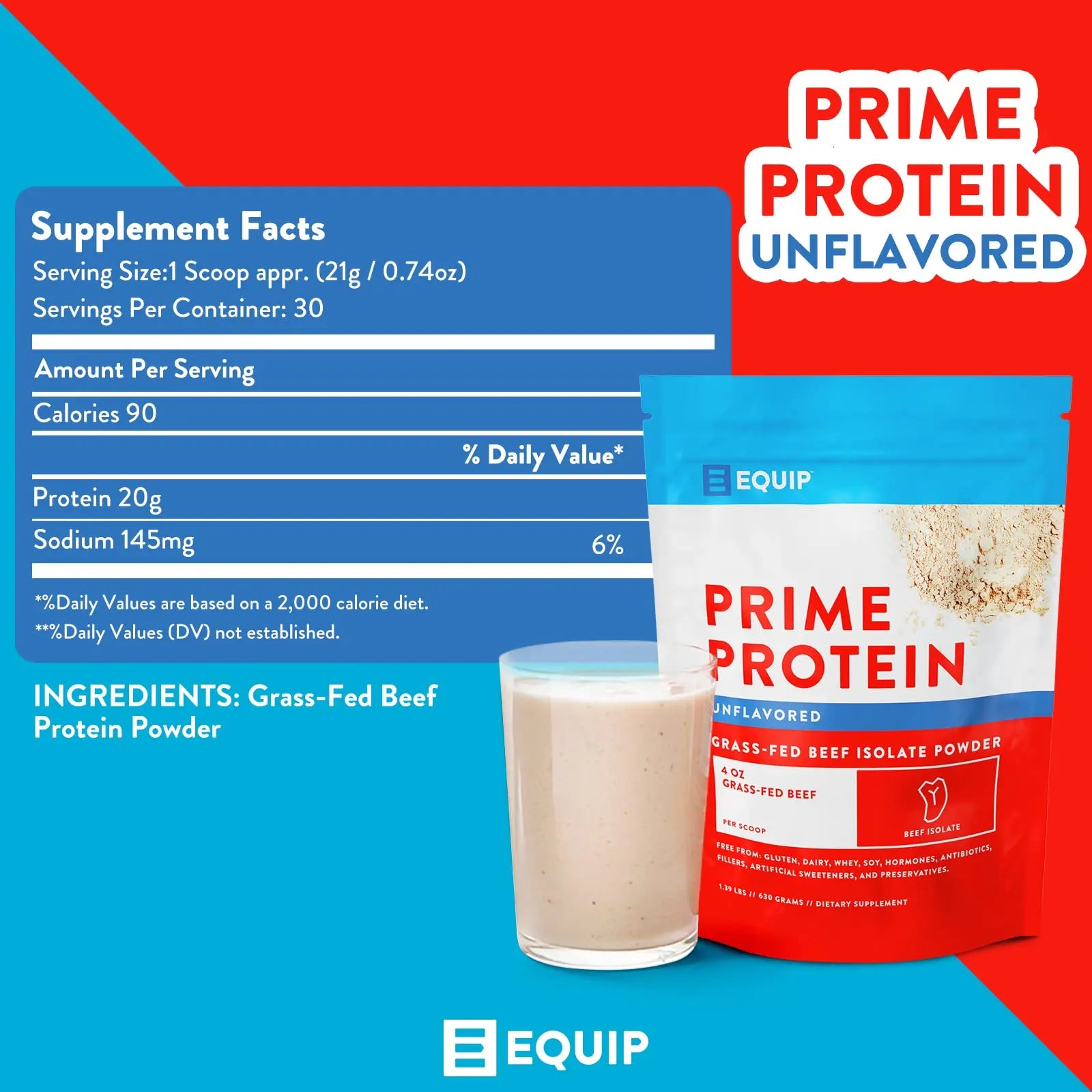 Equip Foods Prime Protein - Grass Fed Beef Protein Powder Isolate - Paleo and Keto Friendl Equip Au supplements