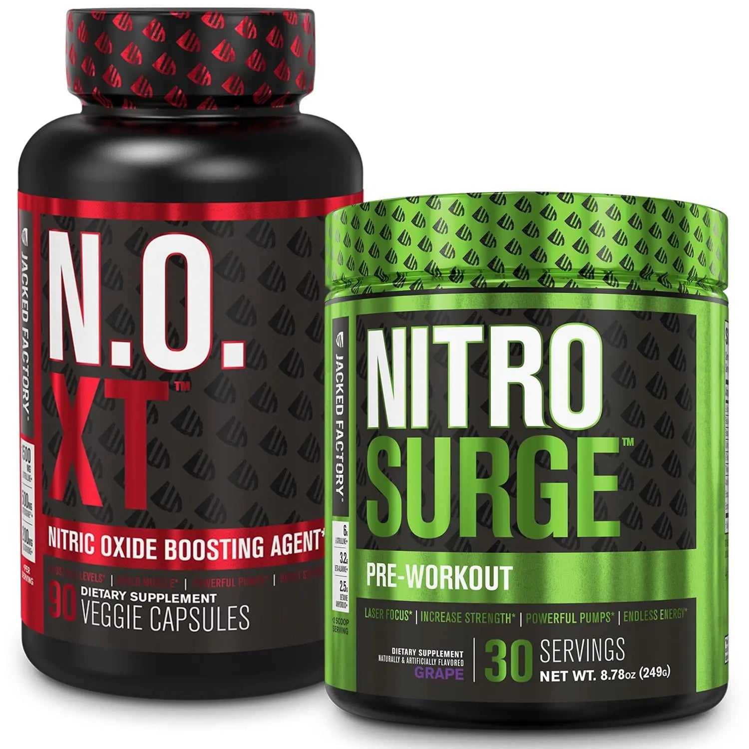 Jacked Factory Nitrosurge Pre-Workout in Grape & N.O. XT Nitric Oxide Booster for Men Jacked Factory Au supplements