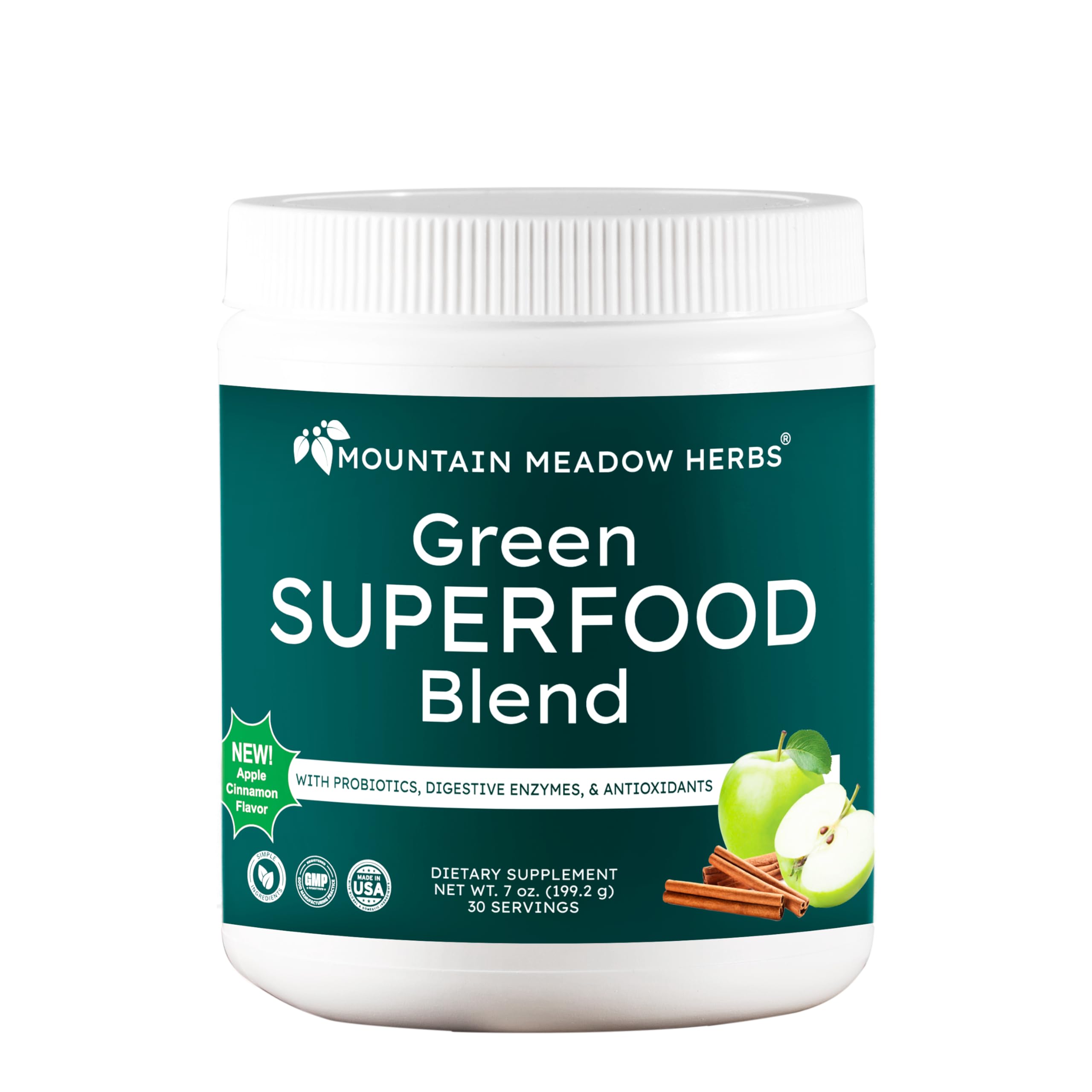 Mountain Meadow Herbs Green Superfood Blend – Spirulina, Chlorella, Mushrooms, Probiotics, Digestive Enzymes, Antioxidants – Organic Greens Powder for Energy & Gut Health – 30 Servings Mountain Meadow Herbs Au supplements