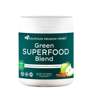 Mountain Meadow Herbs Green Superfood Blend – Spirulina, Chlorella, Mushrooms, Probiotics, Digestive Enzymes, Antioxidants – Organic Greens Powder for Energy & Gut Health – 30 Servings Mountain Meadow Herbs Au supplements