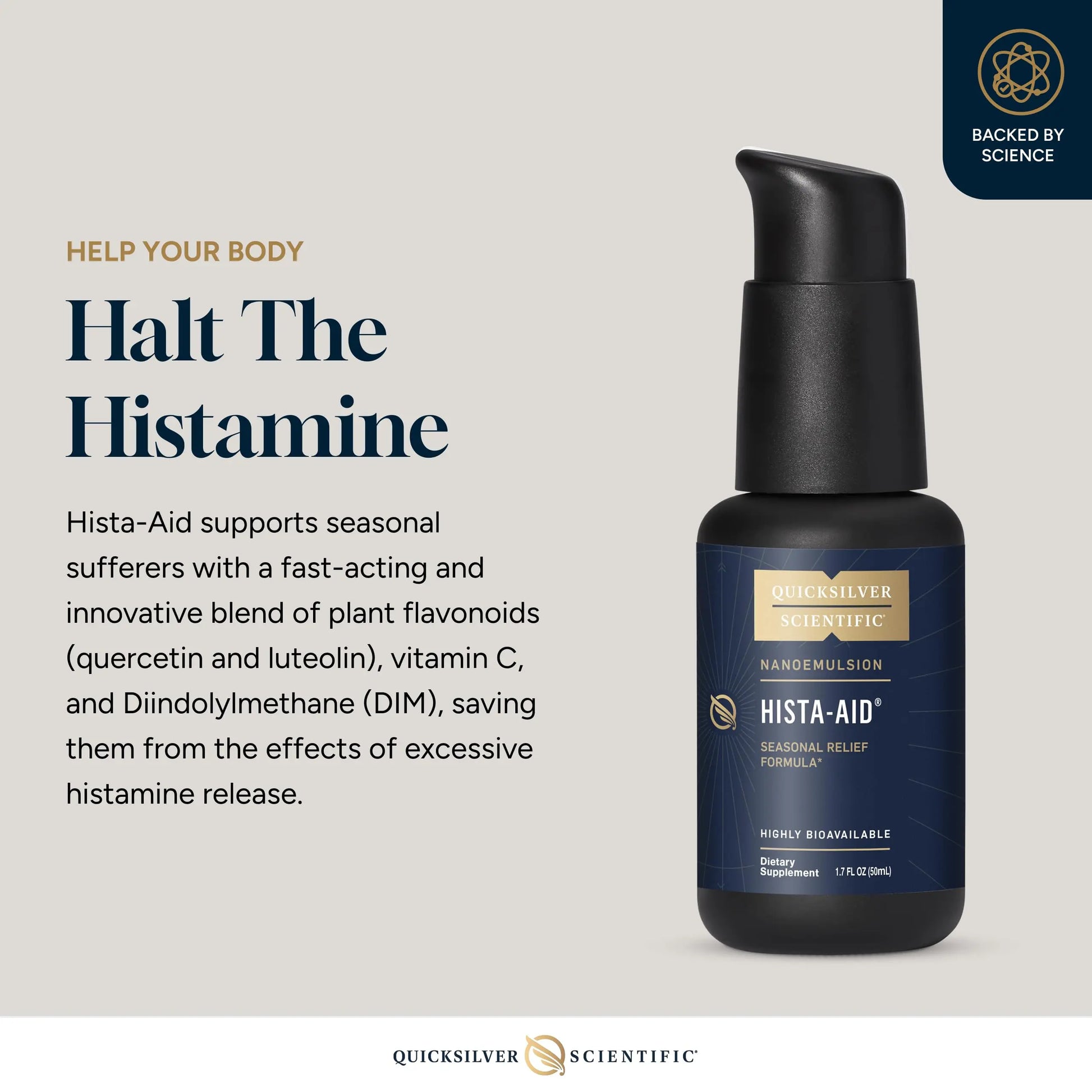 Quicksilver Scientific Nanoemulsified Hista-Aid - Flavonoids to Help Maintain Healthy Histamine Levels - Liposomal Vitamin C, DIM, Luteolin & Quercetin Liquid (50ml) Quicksilver Scientific Au supplements