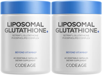 Codeage Liposomal Glutathione Supplement - Pure Reduced Setria L-Glutathione, Liposomal Delivery, Phospholipid Complex - Vegan, Non-GMO - 2-Pack Codeage Au supplements
