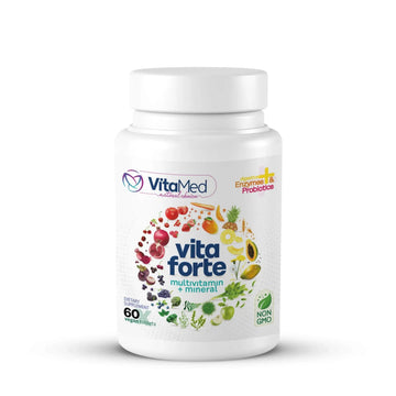 Vita Forte Vegan Multivitamin with Probiotics, Digestive Enzymes & 42 Fruits & Vegetables – Halal Certified VitaMed Au supplements