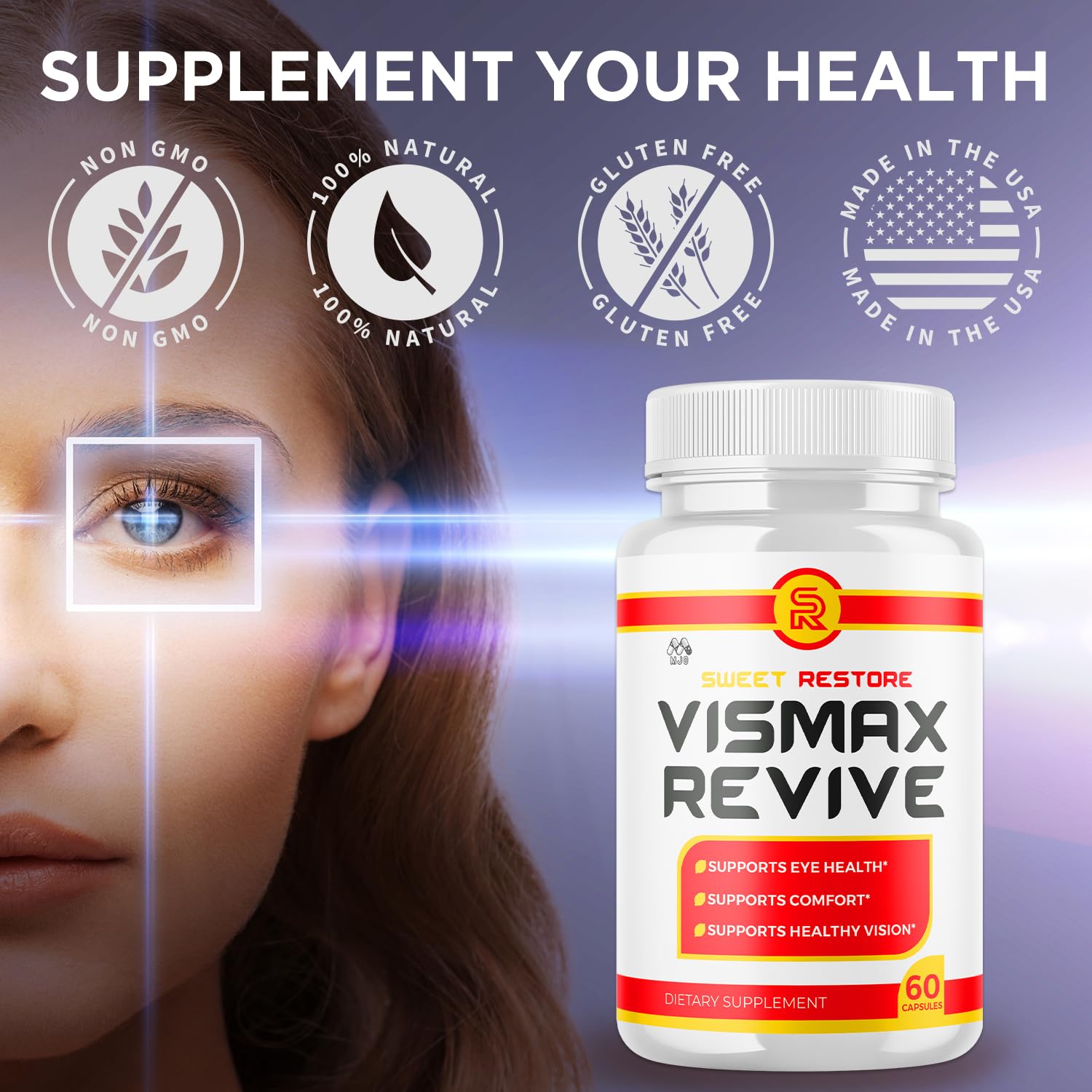 Vismax Revive Capsules, Official VismaxRevive Vision Support Supplement with All Natural Ingredients, Advanced Eye Health Formula and Vision Vitamin Supporting Wellness Naturally (60 Capsules) MJO Au supplements