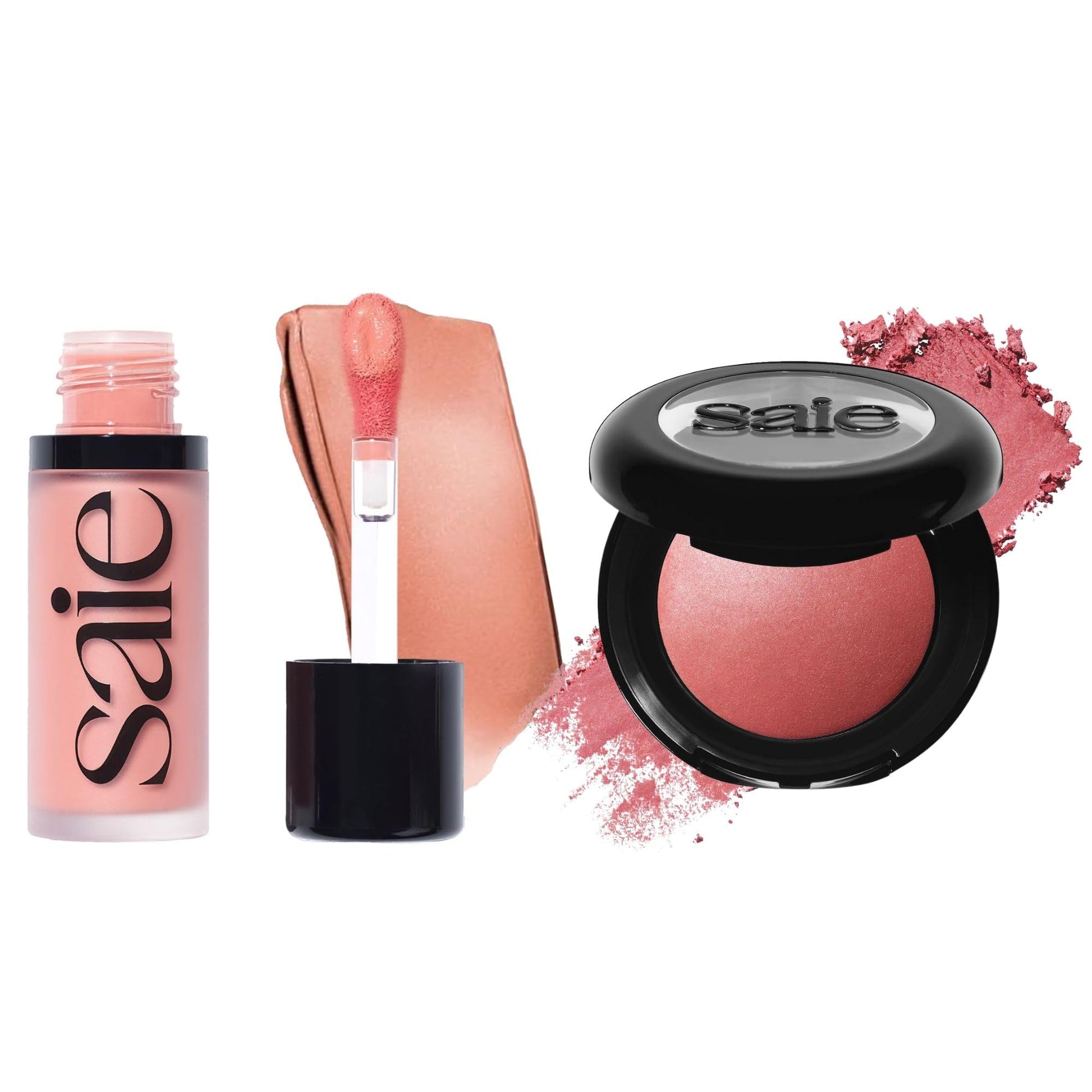 Saie Cheek Flush Duo - Dew Liquid Blush (.40 oz, Rosy), SuperSuede Baked Powder Blush (.01 oz, Mia) - Layerable, Skin-Nourishing Blushes for a Seamless Radiant Finish Saie Au supplements