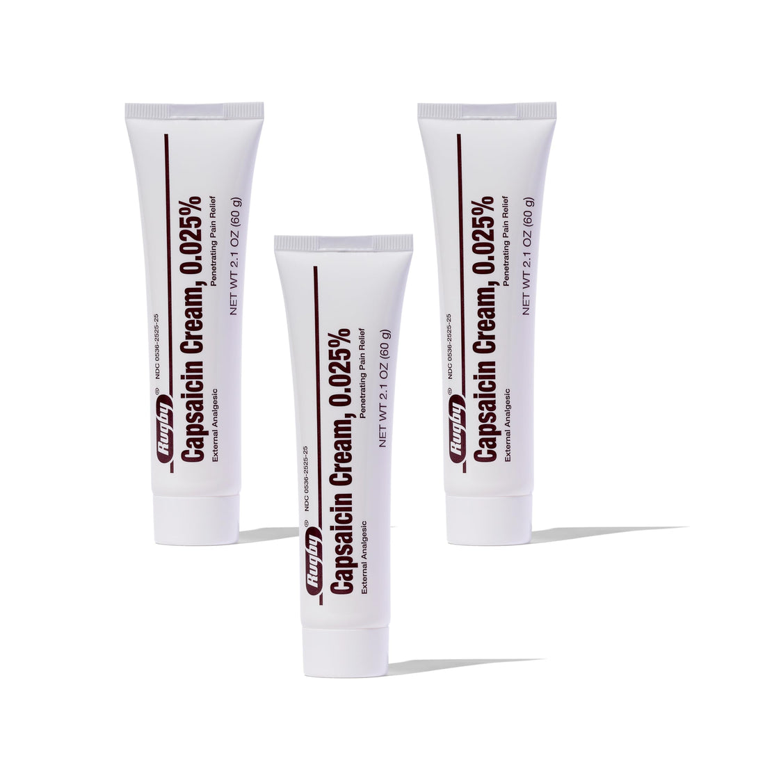 Rugby Capsaicin 0.025% Cream for Penetrating Pain Relief - 2.1 Oz (60g) (3 Pack) RUGBY LABORATORIES Au supplements