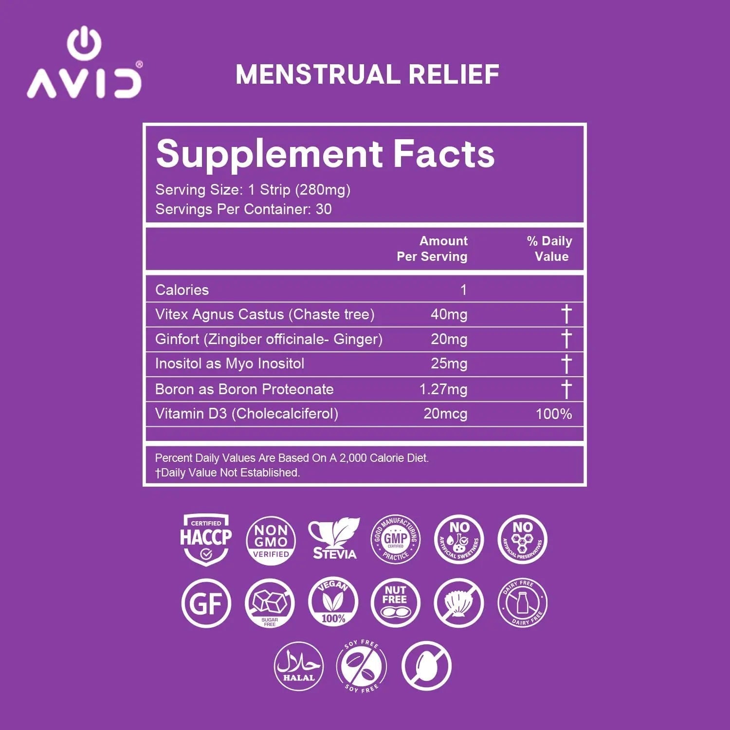 AVID Playboy - Menstrual Relief PMS Oral Strips (30 Edible Strips) Fast Dissolving PMS Cramp Relief & Hormonal Balance Strips for Women - Lemon Ginger Flavored Multi-Benefit PMS Supplement for Women Avid Au supplements