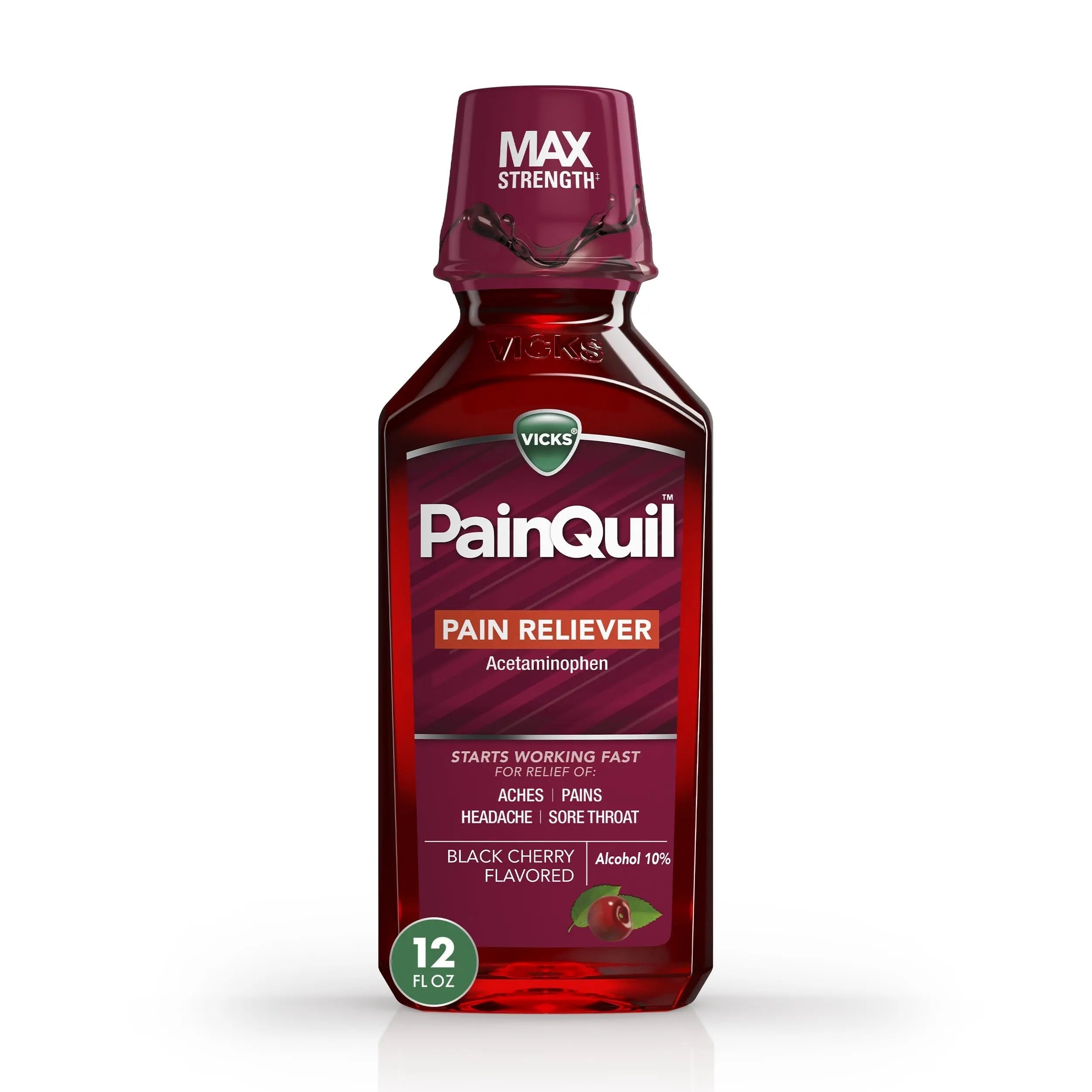 Vicks PainQuil Pain Relief Acetaminophen 1000mg Max Strength‡ Adult Pain Reliever Liquid 12oz, Backache Headache Relief, 1 Daytime Pain Reliever Vicks Au supplements