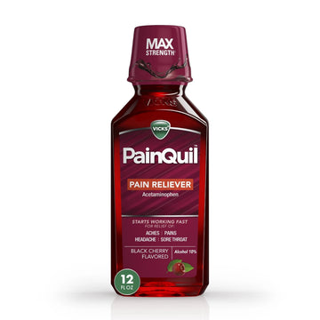 Vicks PainQuil Pain Relief Acetaminophen 1000mg Max Strength‡ Adult Pain Reliever Liquid 12oz, Backache Headache Relief, 1 Daytime Pain Reliever Vicks Au supplements