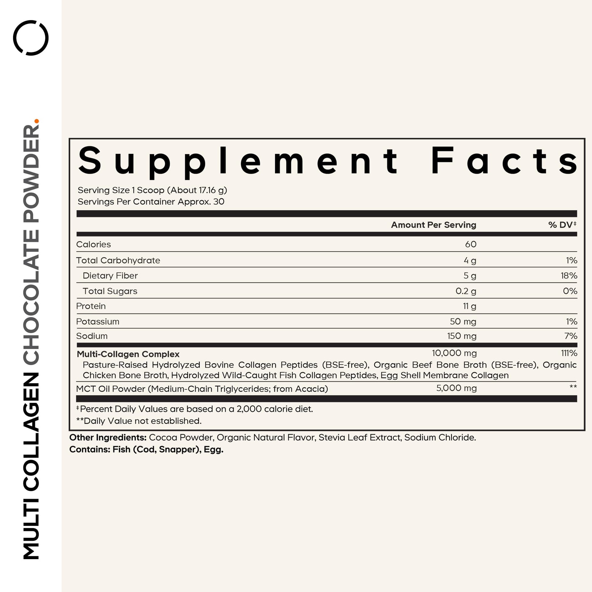 Codeage Multi Collagen Chocolate Protein Powder - Hydrolyzed Bovine Collagen Peptides, 5 Collagen Types & MCT Oil - Collagen Creamer, Chocolate Collagen Peptides - Protein Shakes - Non-GMO - 18.17 oz Codeage Au supplements