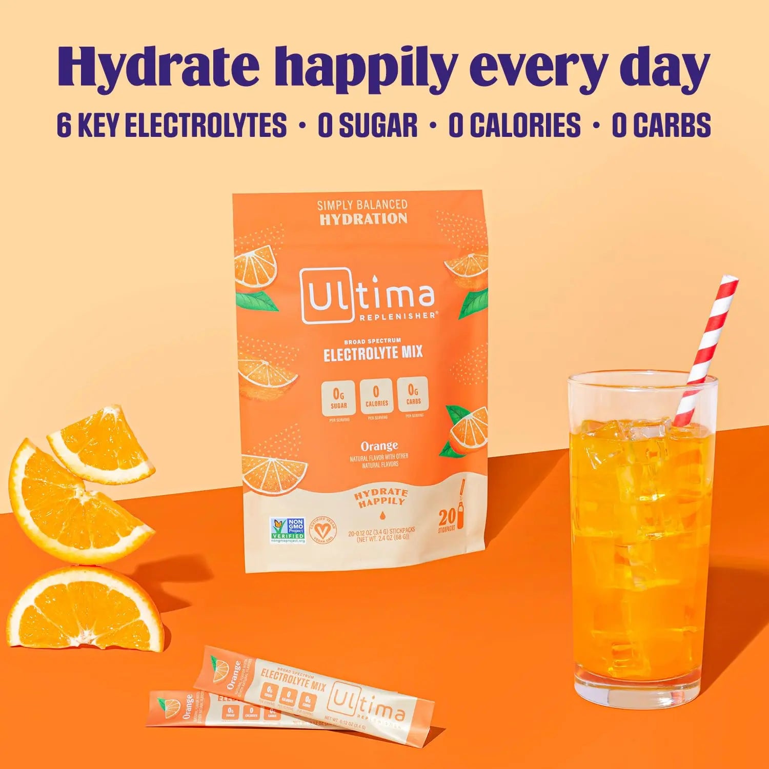 Ultima Replenisher Daily Electrolyte Drink Mix – Orange, 20 Stickpacks – Hydration Ultima Replenisher Au supplements