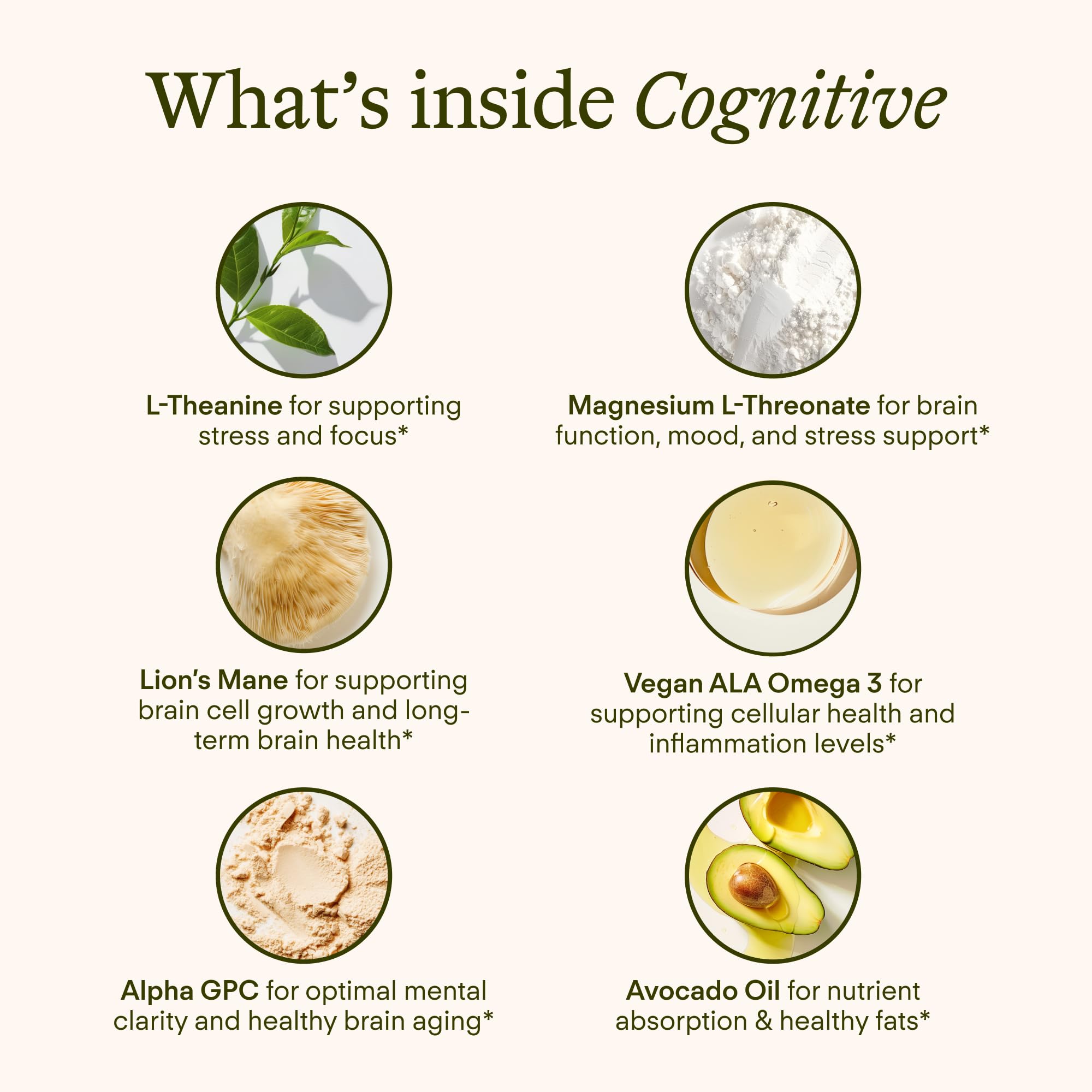 Sunny Within - Brain Health Supplement - Magnesium L-Threonate from Magtein®, Lion’s Mane, Alpha GPC, L-Theanine, ALA & Avocado Oil - Focus, Mood & Memory Support* - 30 Daily Vegan Pouches Sunny Within Au supplements