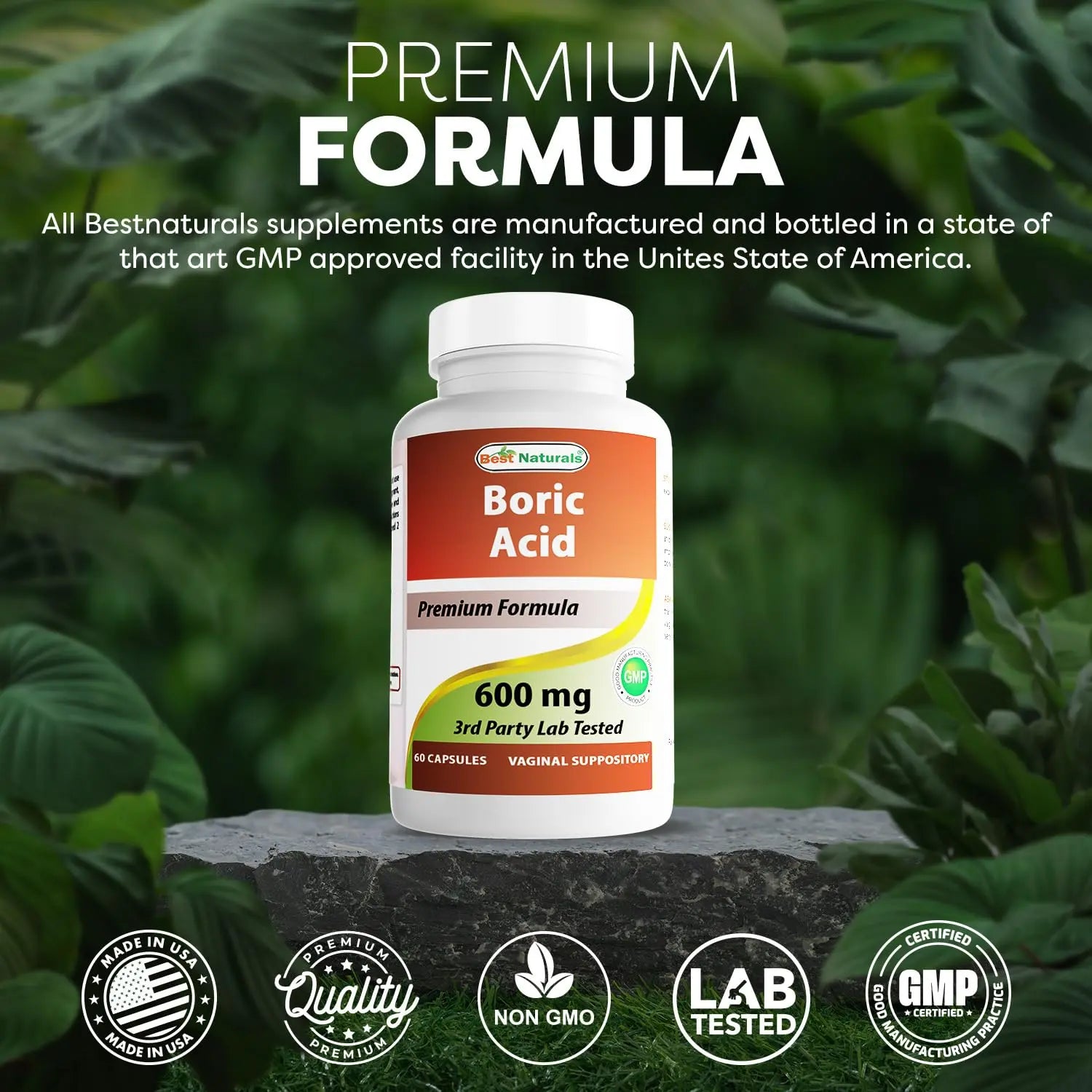 Best Naturals Boric Acid Vaginal Suppositories - Made in USA - USP Medical Grade Fine Powder, Easy Dissolve, Third Party Tested - 60 Count Best Naturals Au supplements