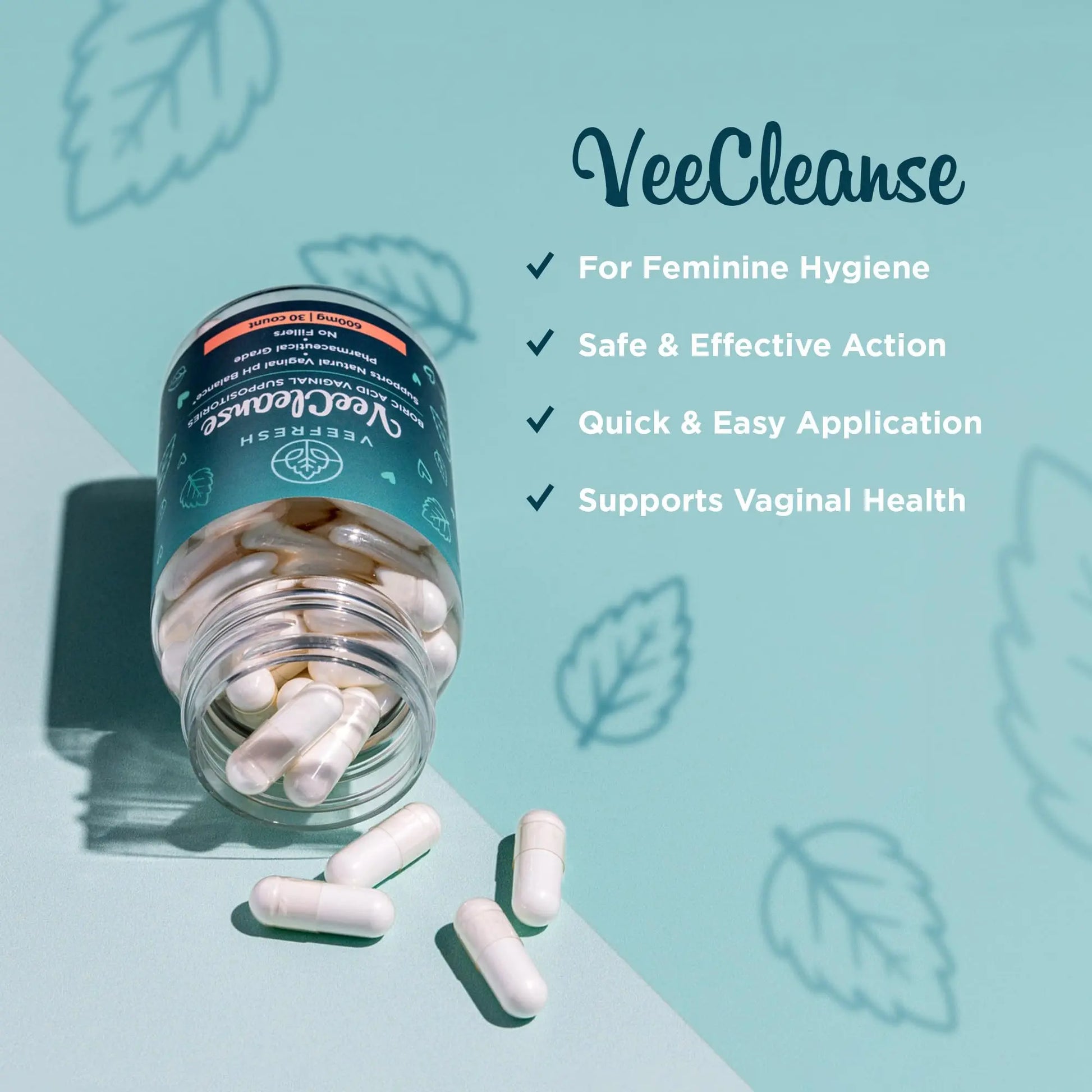 VeeFresh - VeeCleanse Boric Acid Vaginal Suppositories - Vaginal pH Balance Suppositories - Vaginal Odor Control - Feel Fresh, Feminine and Confident VeeFresh Au supplements
