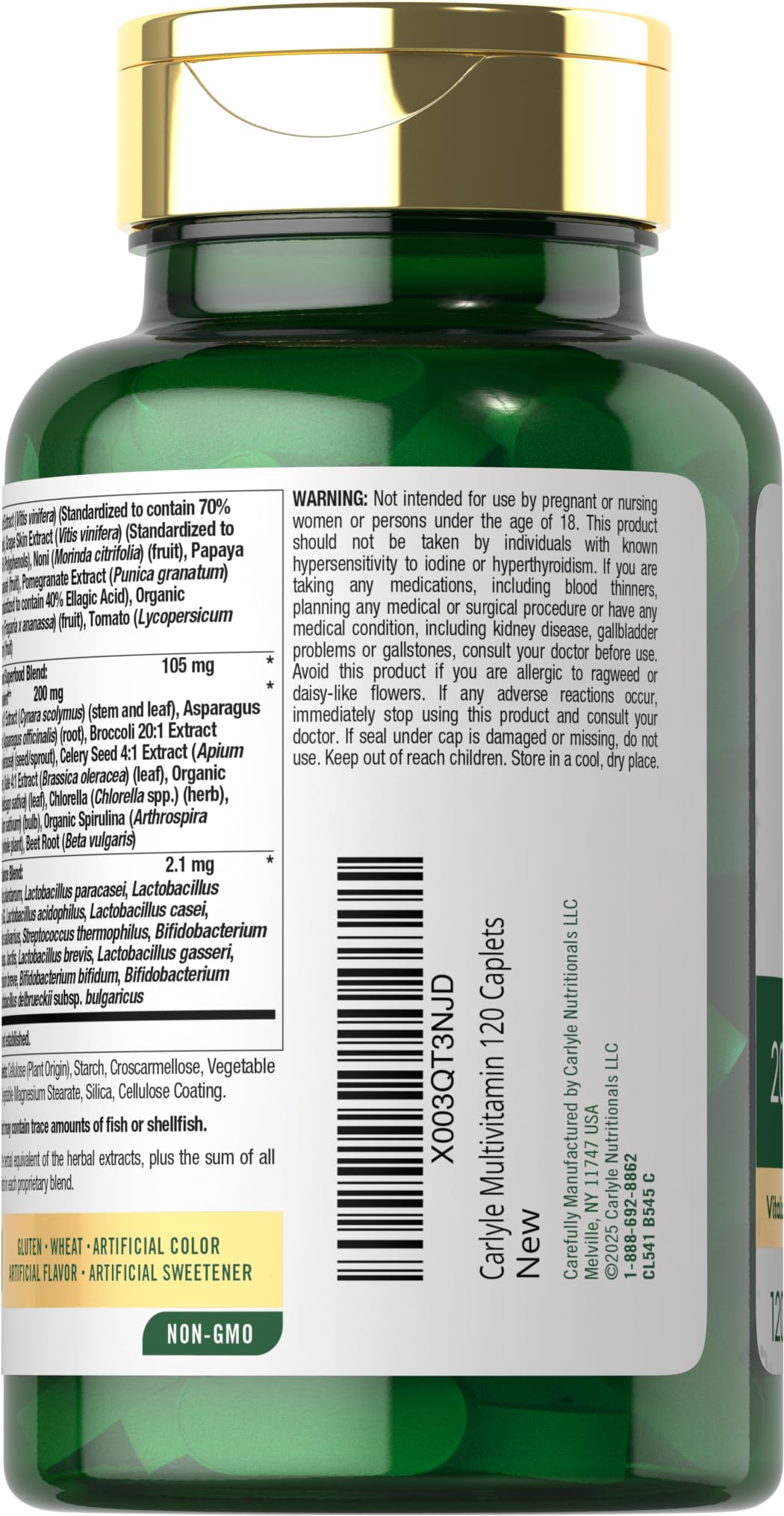 Carlyle Fruits and Veggies Supplement | 120 Count | Superfood Multivitamin with Probiotics | Made with 20 Fruits and Vegetables | Non-GMO & Gluten Free Carlyle Au supplements