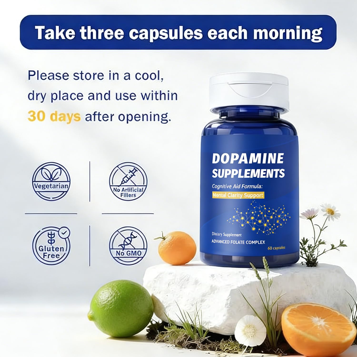 Dopamine Brain Supplement with L-Tyrosine 650mg | Cognitive Function, Focus & Mood Support | Neurotransmitter & Mental Energy Booster | 60 Capsules FW ZONE Au supplements