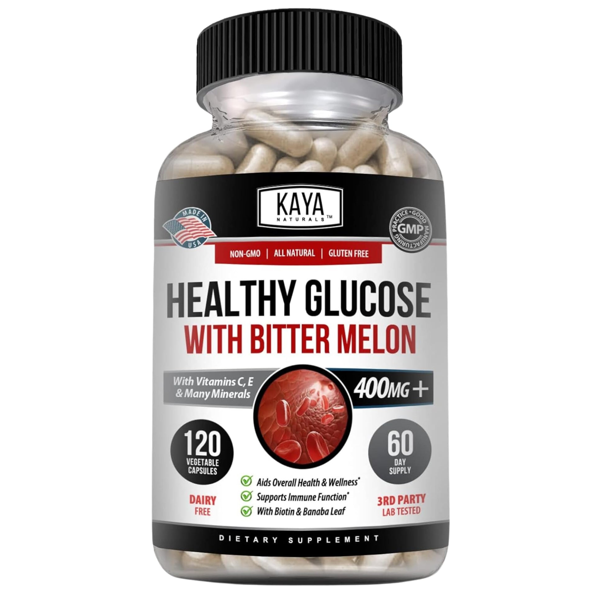 Kaya Naturals Healthy Gluco with Bittermelon Supplement | Support Healthy Levels and Function, 20 Herbs Vitamins and Minerals, Alpha Lipoic Acide, Cinnamon, Vitamin C & E, Non-GMO (120 Count) Kaya Naturals Au supplements