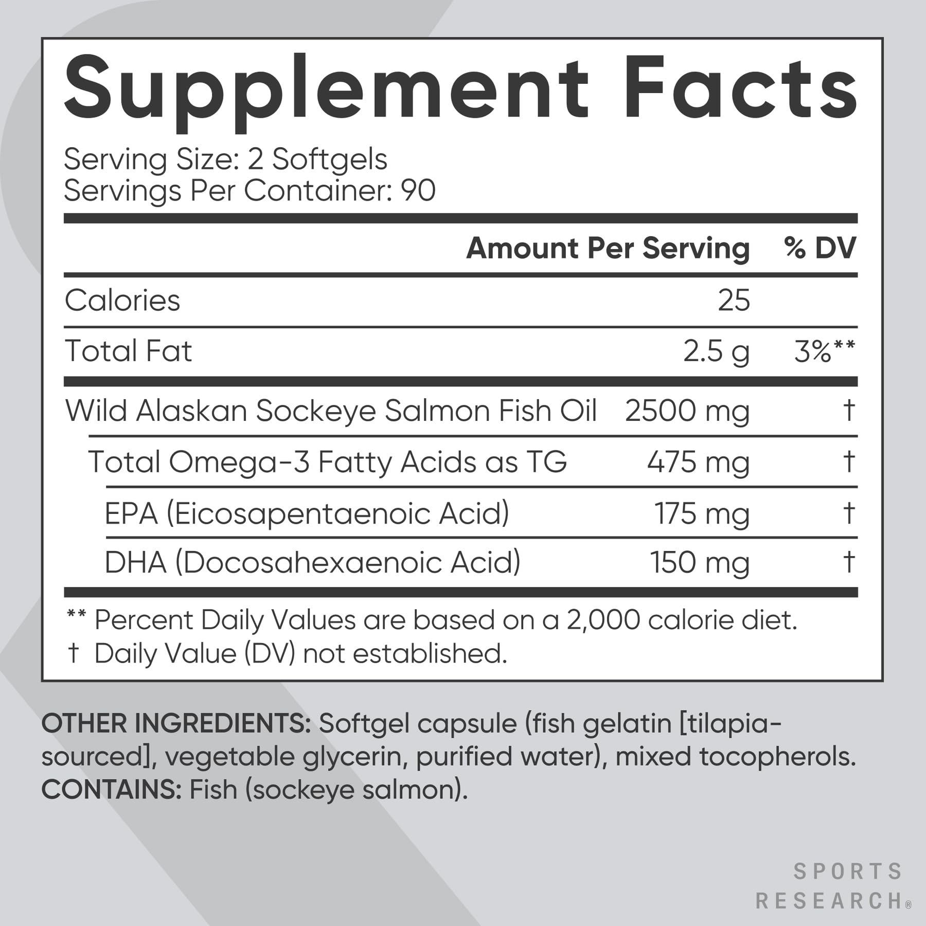 Sports Research® Salmon Oil - Single-Source Wild Alaskan Sockeye | 2500 mg per Serving w/EPA & DHA Fatty Acids | MSC Certified - 180 Count Softgels Sports Research Au supplements