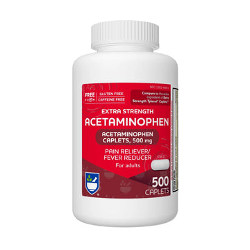 Rite Aid Extra Strength Acetaminophen, 500mg - 500 Caplets | Pain Reliever & Fever Reducer for Migraines, Joint Pain, Muscle or Back Pain, and Menstrual Pain Rite Aid Au supplements