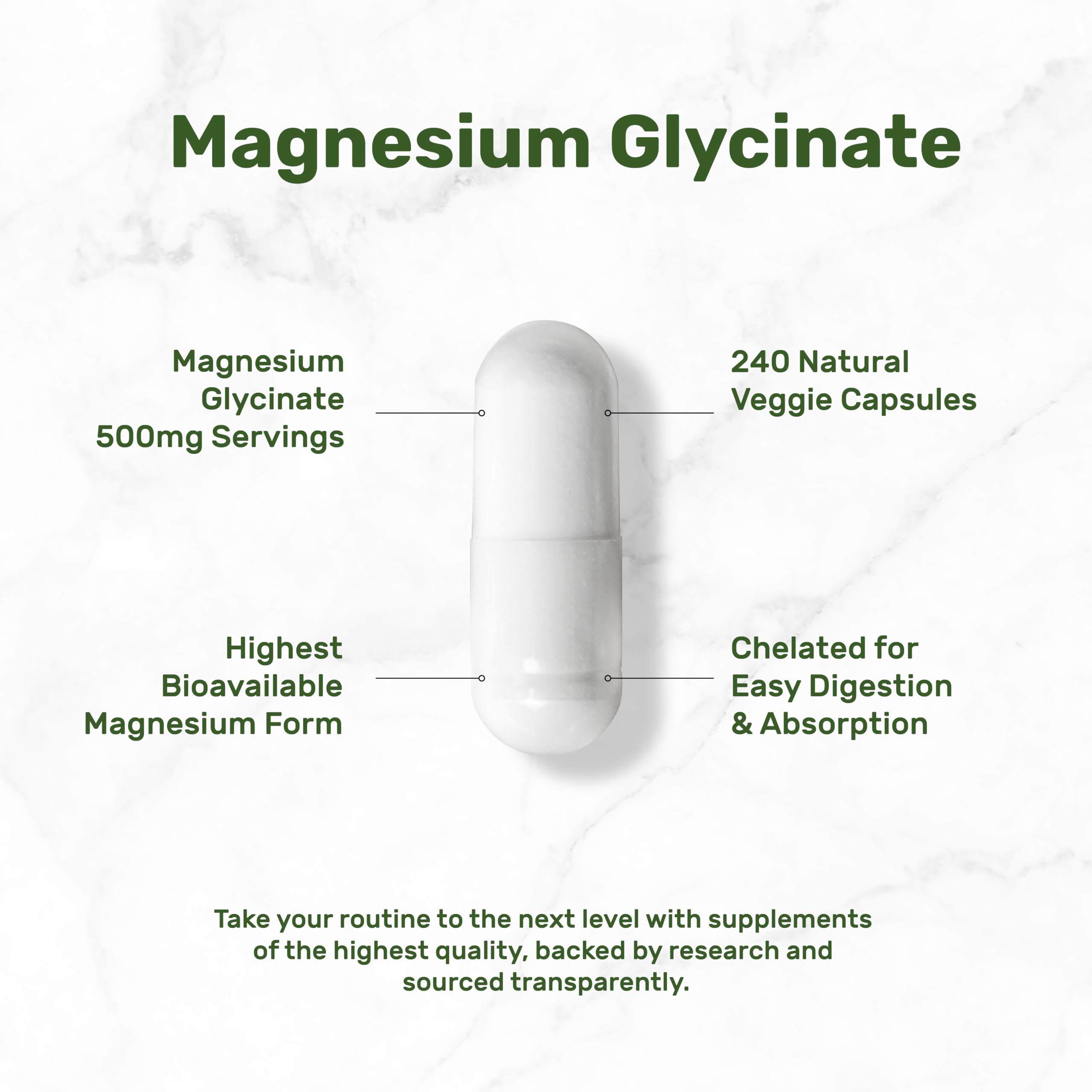 Deal Supplement Magnesium Glycinate 500mg, 240 Veggie Capsules | 100% Chelated for Easy Absorption | Essential Mineral Supplement | Non-GMO, Gluten-Free DEAL SUPPLEMENT Au supplements