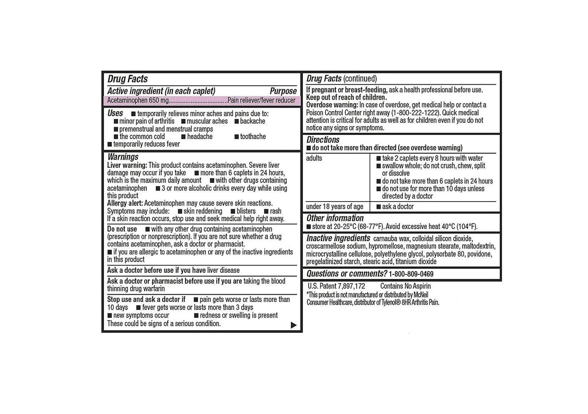 Compare to Tylenol Arthritis Pain Active Ingredient. - Member's Mark - Arthritis Pain Reliever, Extended Release, Acetaminophen 650 mg, 400 CapletsQ MEMBER´S MARK Au supplements