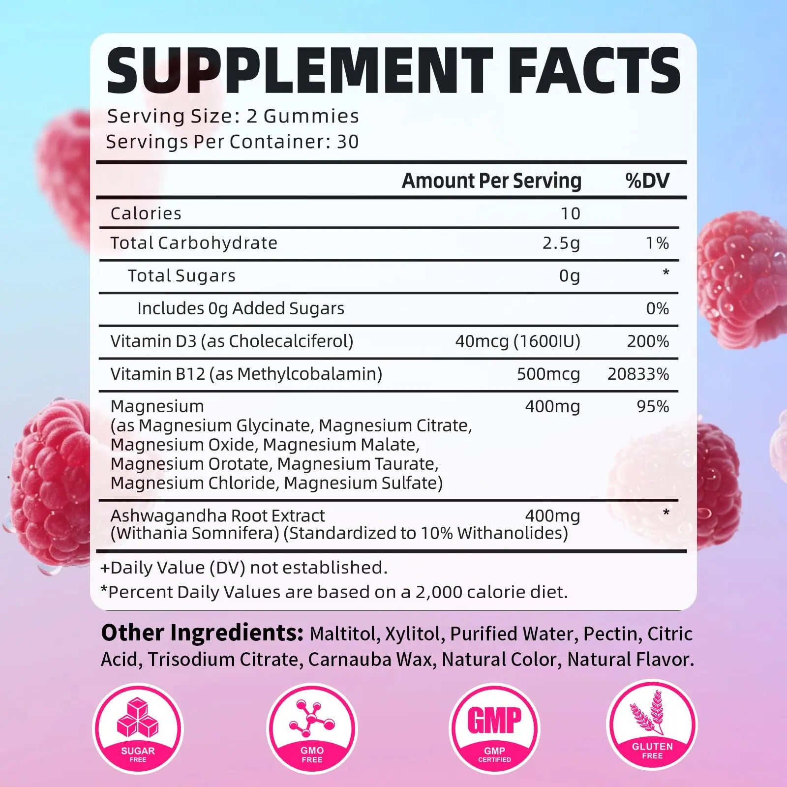 Pack of 2 Magnesium Complex Gummies 400mg, Magnesium Glycinate, Malate, Citrate, Taurate, Oxide & More | w/Ashwagandha Extract, D3 & B12 for Calm, Zzz, Relaxation, Raspberry Flavor, 120 Count YUULAI Au supplements