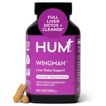 HUM Wing Man Liver Support Supplement with Milk Thistle, Dandelion Root Powder & Artichoke Leaf Extract For Liver Health & Function Support, Milk Thistle Supplement Helps Flush Out Toxins, 60 Capsules HUM Au supplements