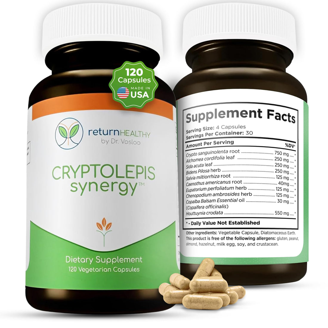 Return Healthy Cryptolepis Synergy, Immune Support Vitamins, Immune System Booster for Adults, Liver, Lymphatic, & Immune Support Supplement, Supports Lyme & Natural Parasite Defense, 120 Capsules Return Healthy Au supplements