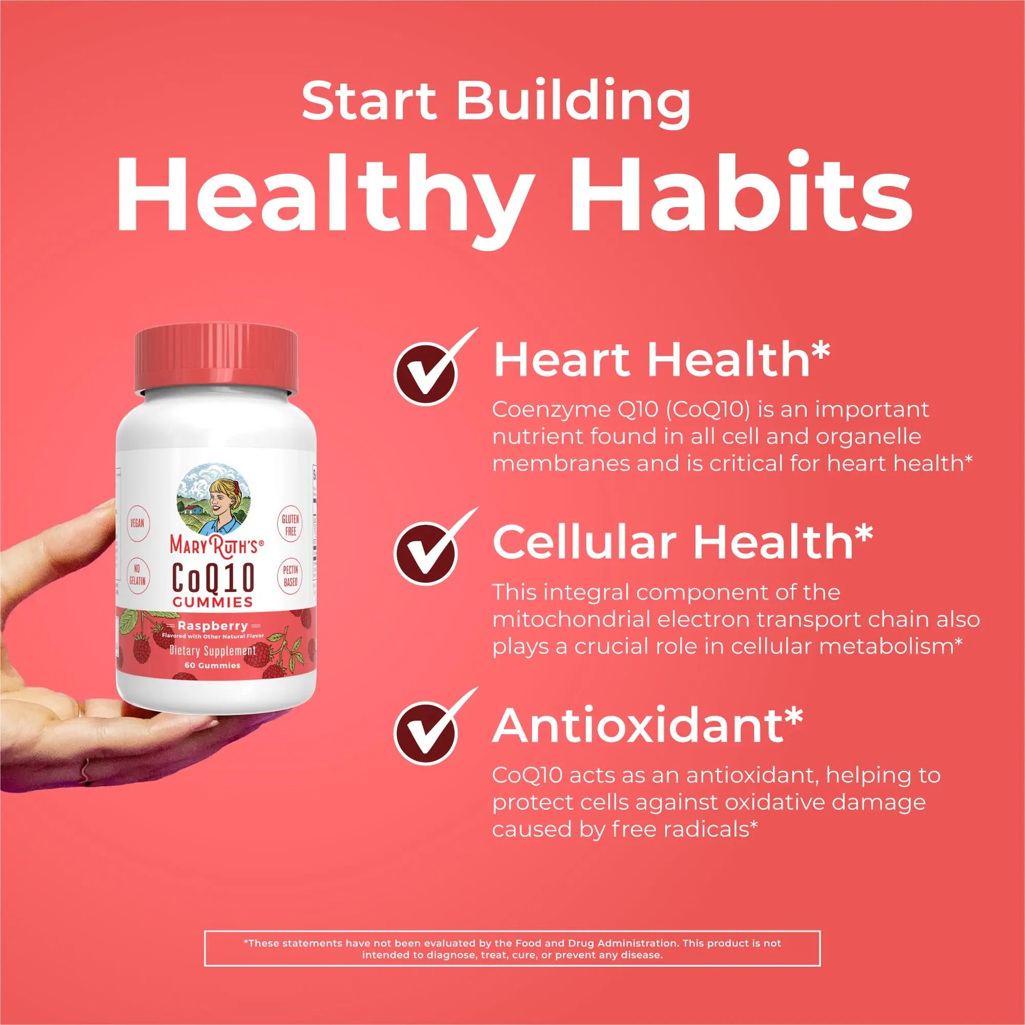 MaryRuth Organics CoQ10 Gummies | Coenzyme Q10 | Gummy Supplements for Heart Health & Cellular Health | Antioxidant | CoQ10 120 mg | Vegan | Non-GMO | Gluten Free | 60 Count | 1 Month Supply MARYRUTH'S Au supplements