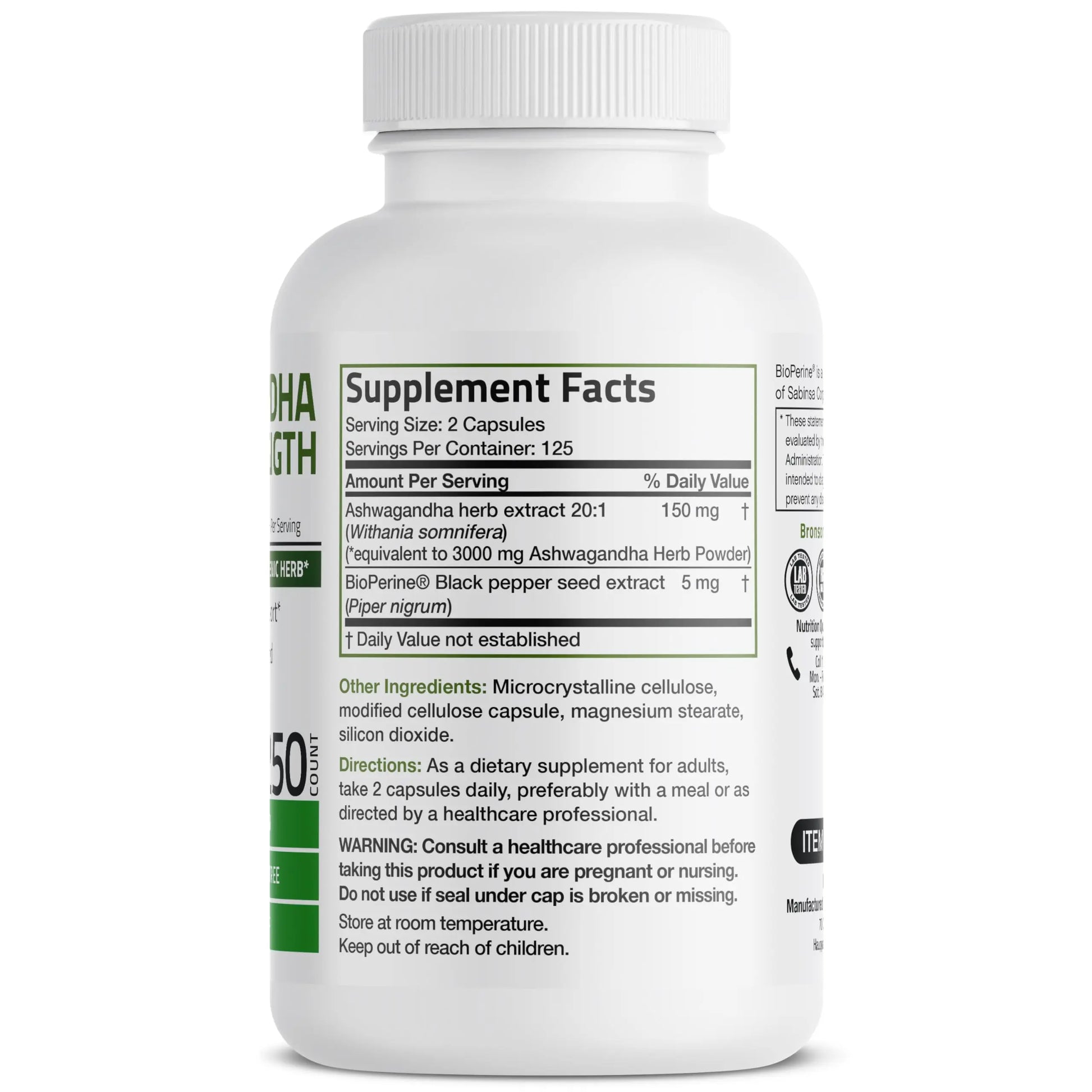 Bronson Ashwagandha Extra Strength 3000 mg Stress & Mood Support with BioPerine Bronson Au supplements
