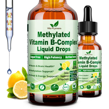Methylated B Complex Liquid Drop Complete 9-in-1 Methyl B Vitamins w. B12 Methylfolate Inositol Choline TMG Vitamin C E, Super B-Complex Methylated for MTHFR Support, Energy Mood Nerve & Brain Health1 Vita PLynxera Au supplements