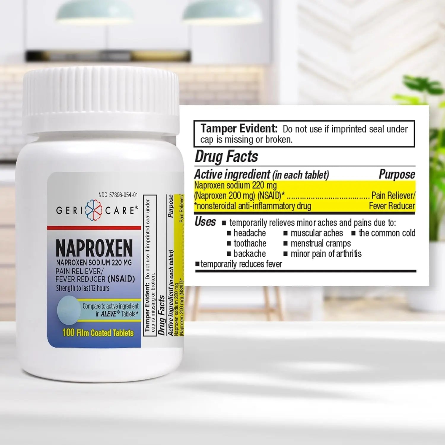 GeriCare Naproxen Sodium Tablets, 220mg (100 Count)- NSAID Extra-Strength Pain Relief for Headache, Arthritis, Muscle Aches, Menstrual Cramps- Film-Coated Naproxen, Anti-Inflammatory & Fever Reducer GeriCare Au supplements