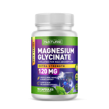 Built By Nature Magnesium Glycinate - Chelated for High Absorption – Supplement to Support Sleep, Muscle, Heart & Nerve Health - 120 mg Magnesium per Serving/Capsule - 90 Capsules Built by Nature Au supplements