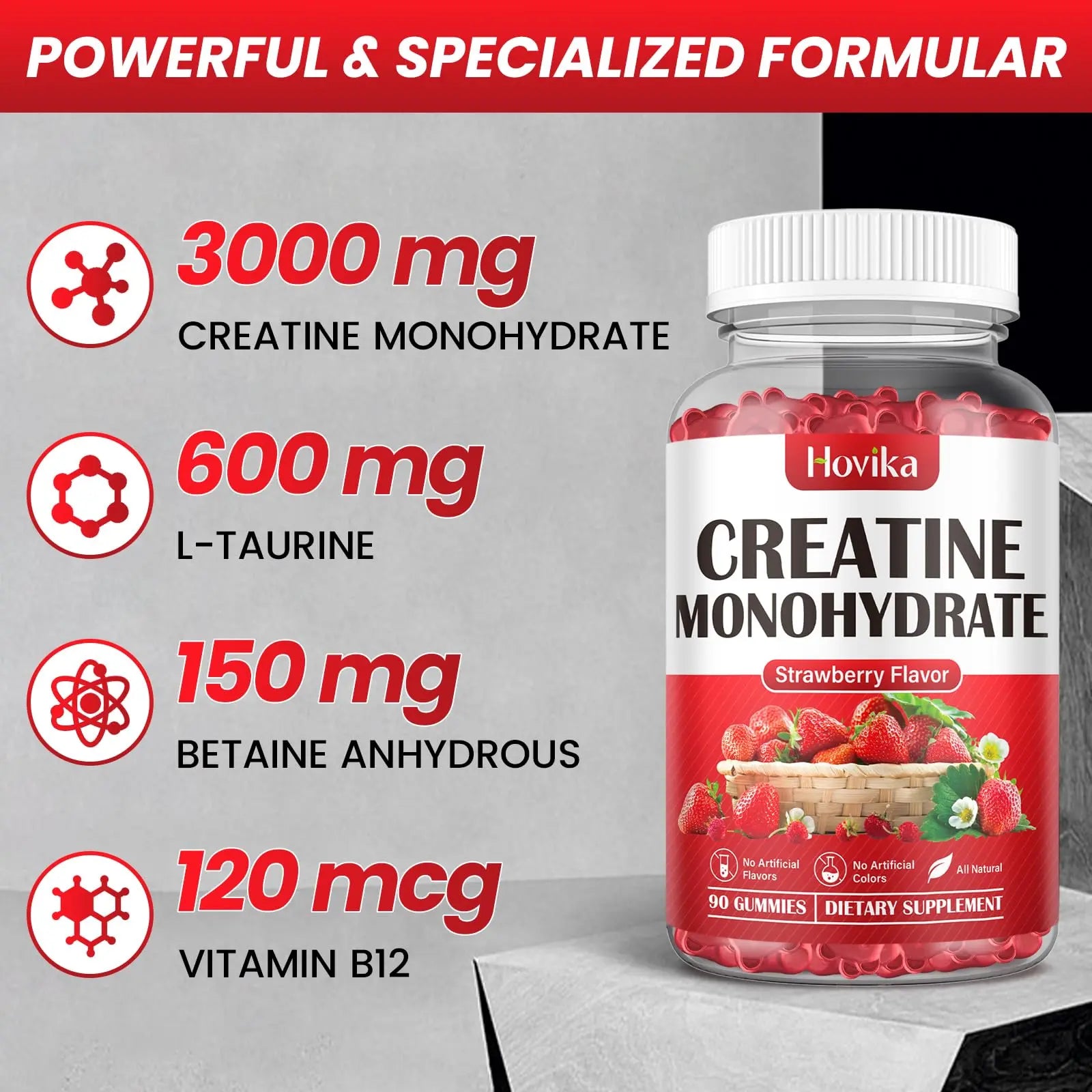 Hovika Creatine Monohydrate Gummies for Men & Women, Chewable 3g Creatine Monohy Hovika Au supplements