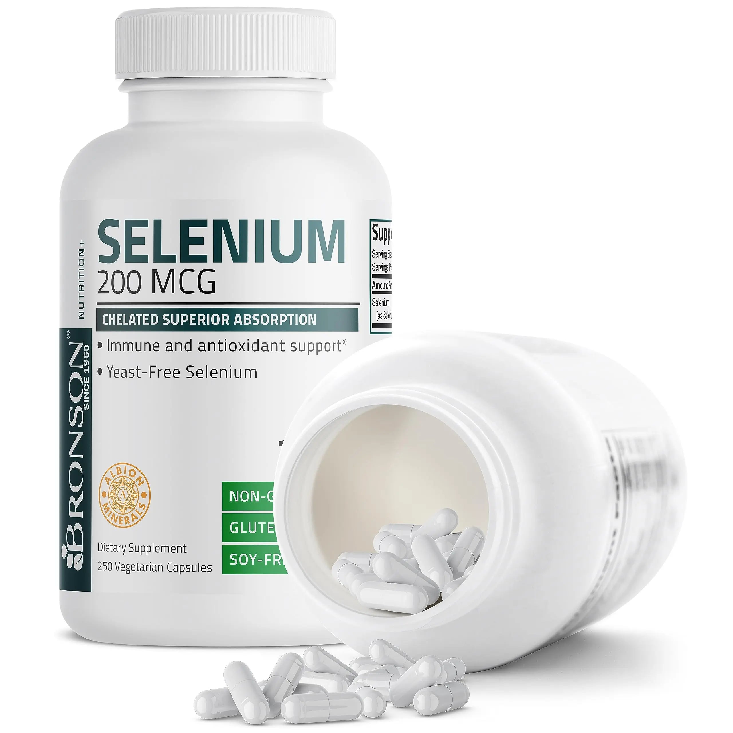 Bronson Selenium 200 mcg – Yeast Free Chelated Amino Acid Complex - Essential Trace Mineral with Superior Absorption Bronson Au supplements